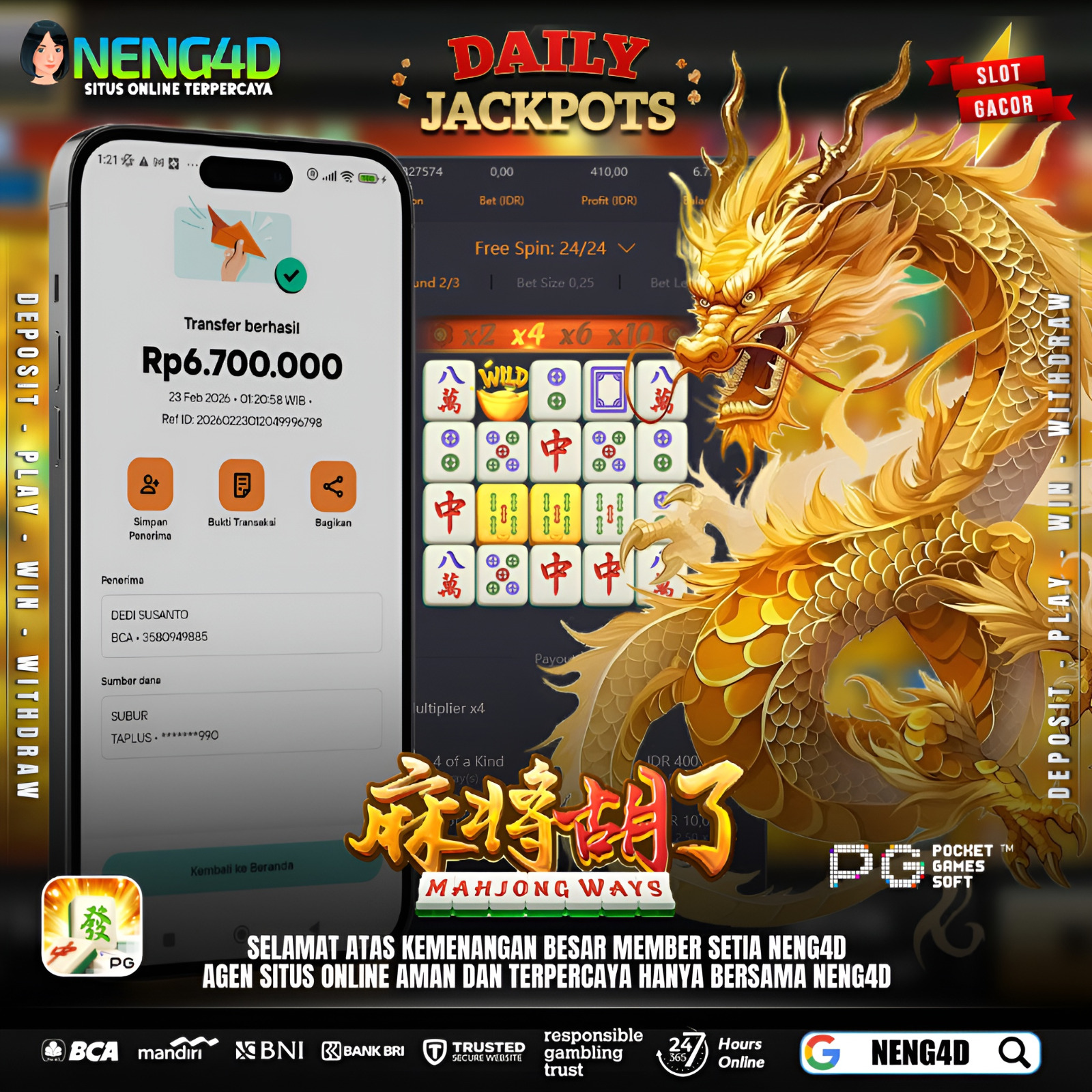 MENANG 6JT MAIN DI MAHJONG WAYS PG SOFT