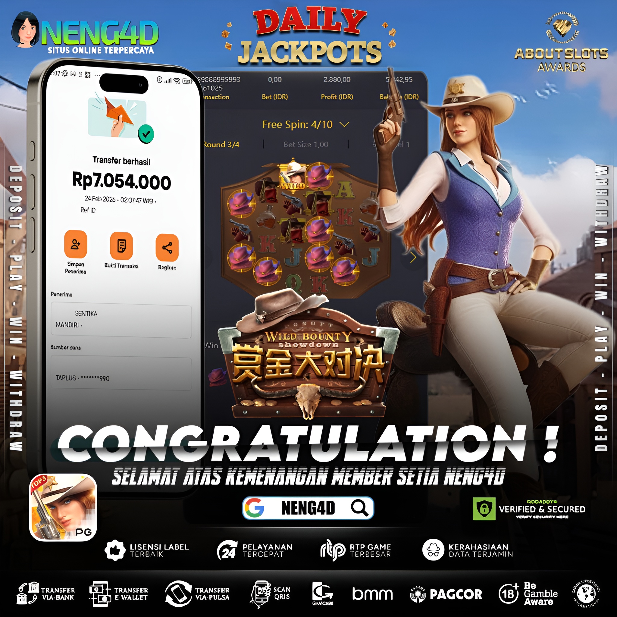 MENANG 7JT MAIN DI WILD BOUNTY SHOWDOWN PG SOFT