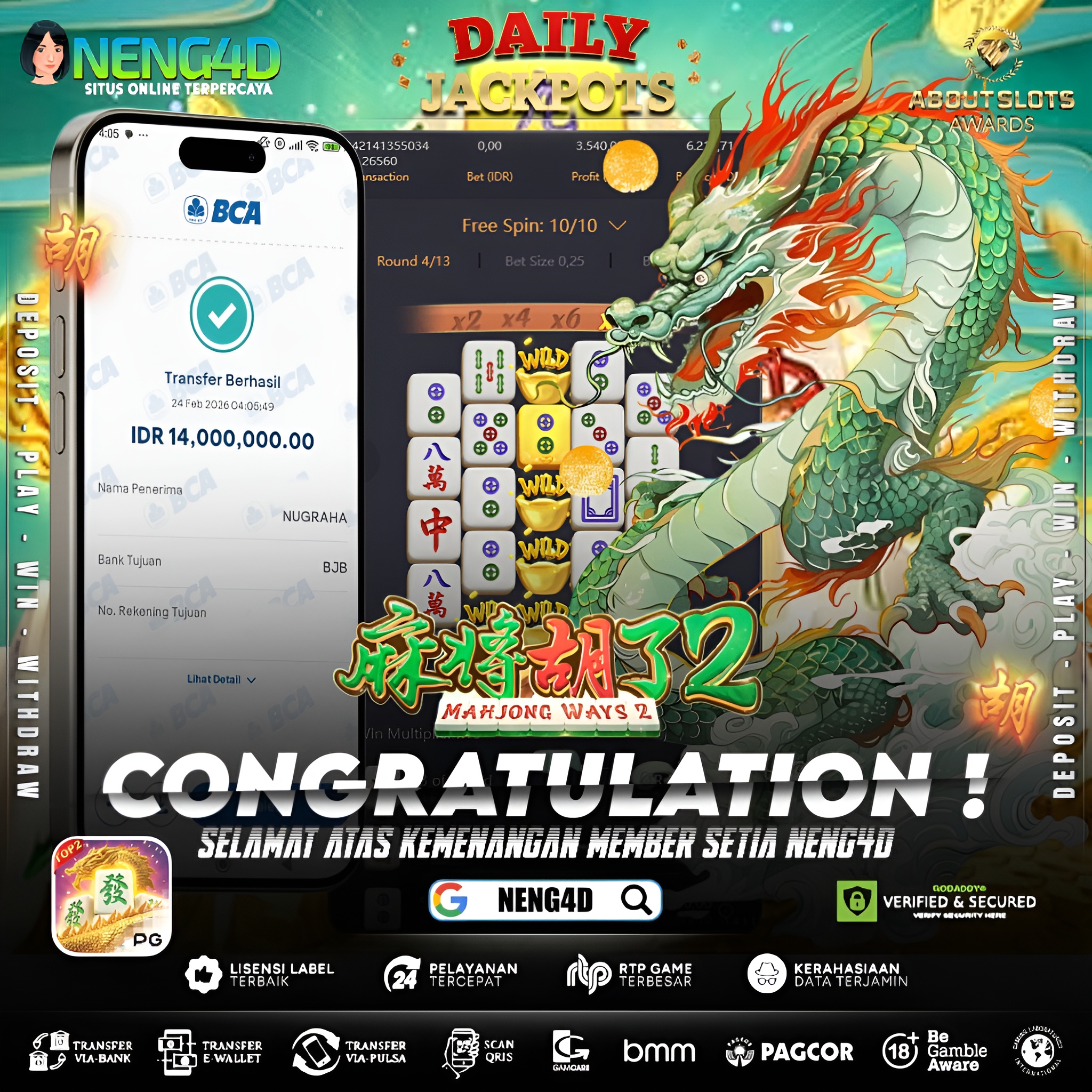 MENANG 14JT MAIN DI MAHJONG WAYS 2 PG SOFT