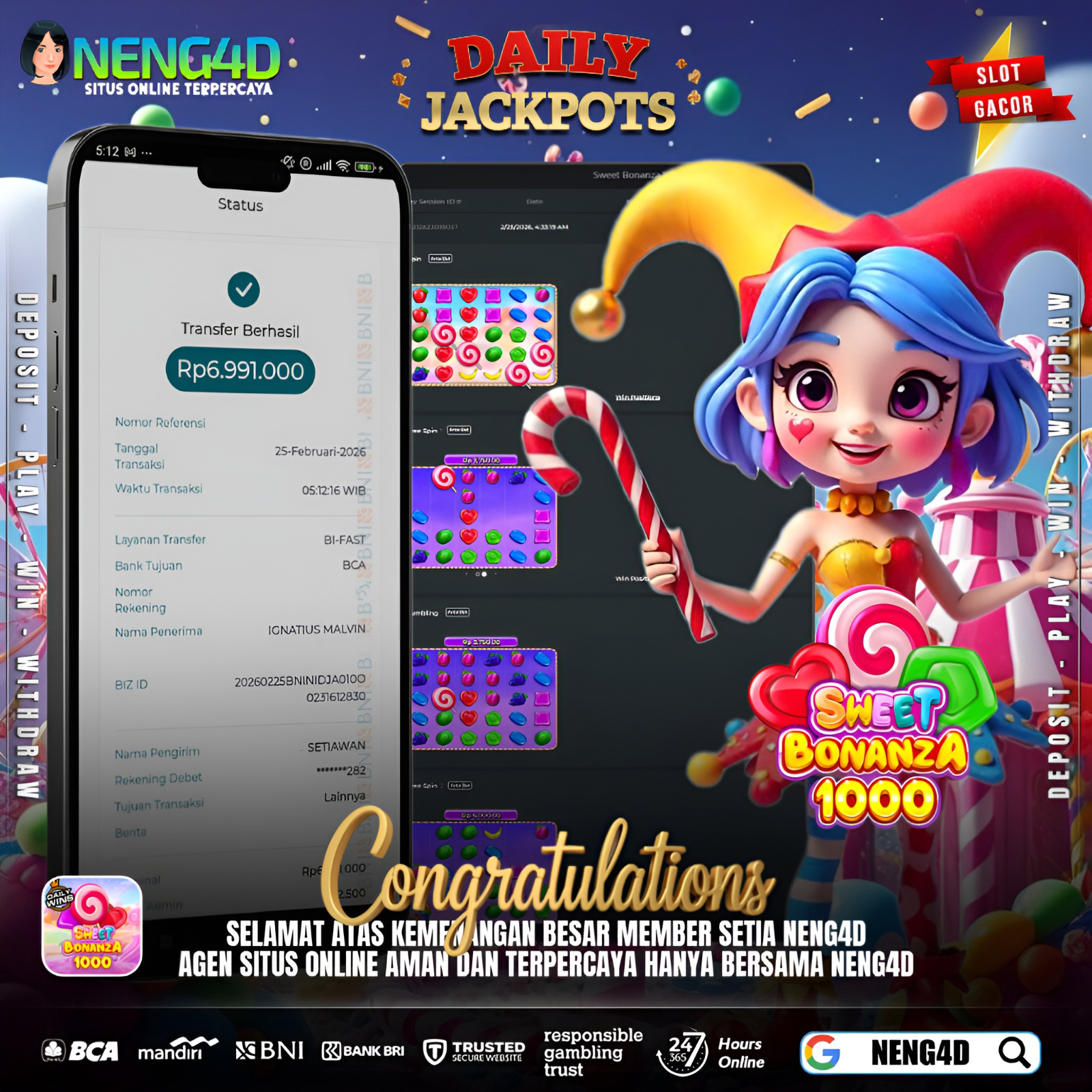 KEMENANGAN MANIS BARENG NENG4D DI SWEET BONANZA 1000