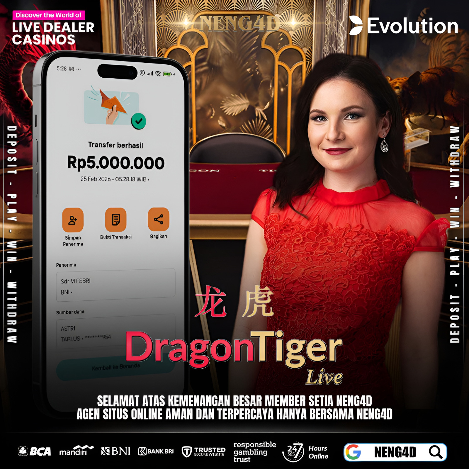 KEMENANGAN MEMBER DRAGON TIGER EVOLUTION GAMING NENG4D