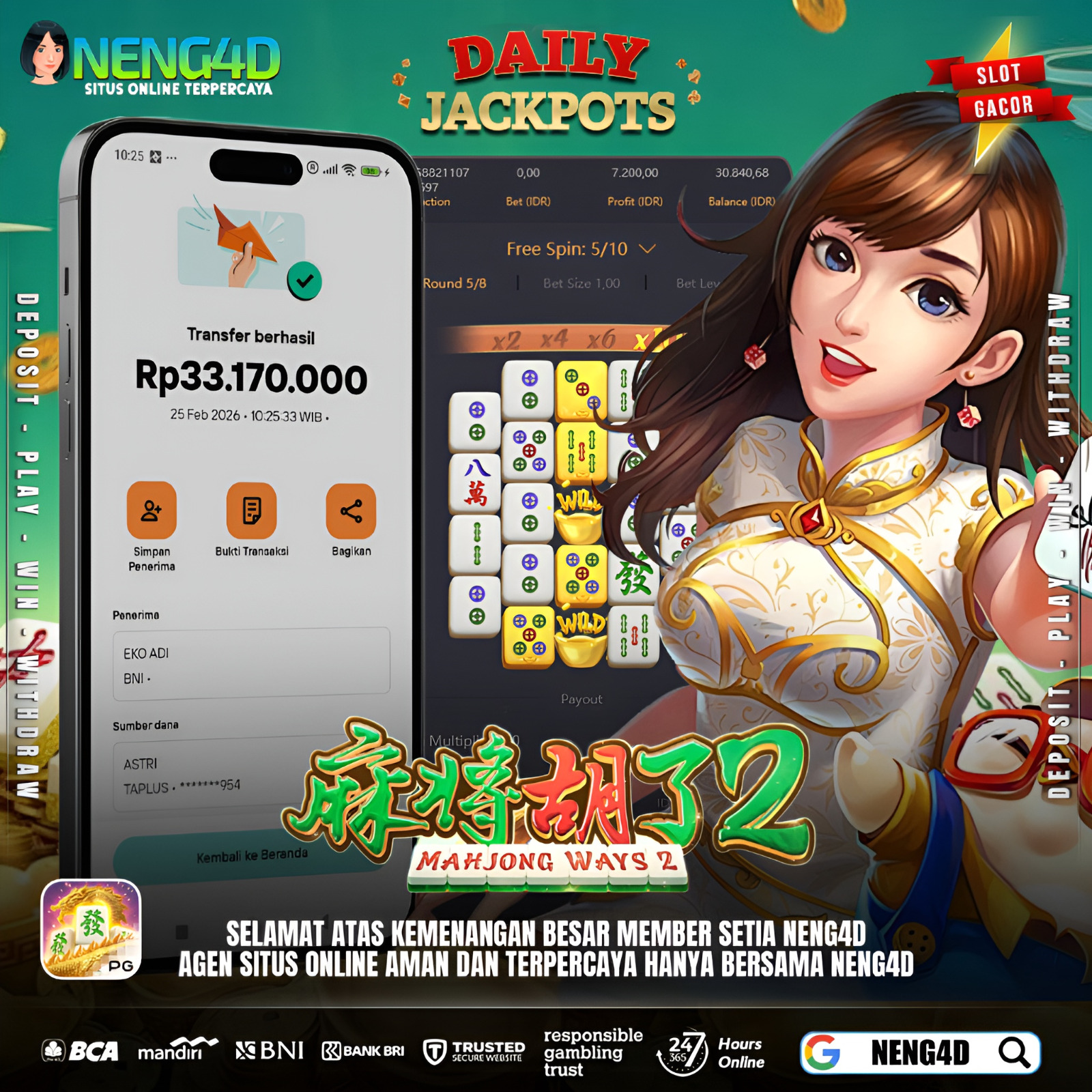 KEMENANGAN FANTASTIS DI MAHJONG WAYS 2 NENG4D