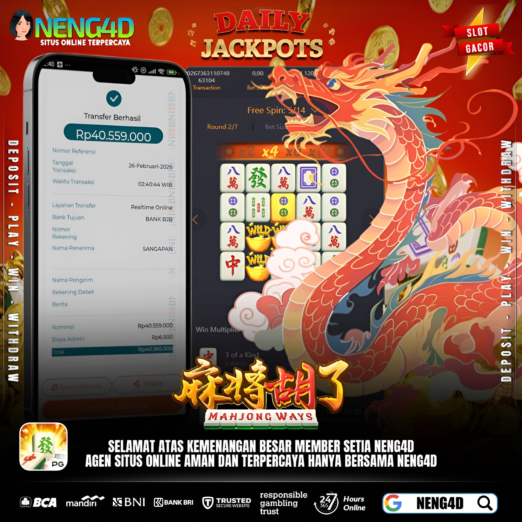 MENANG 40JT MAIN DI MAHJONG WAYS PG SOFT
