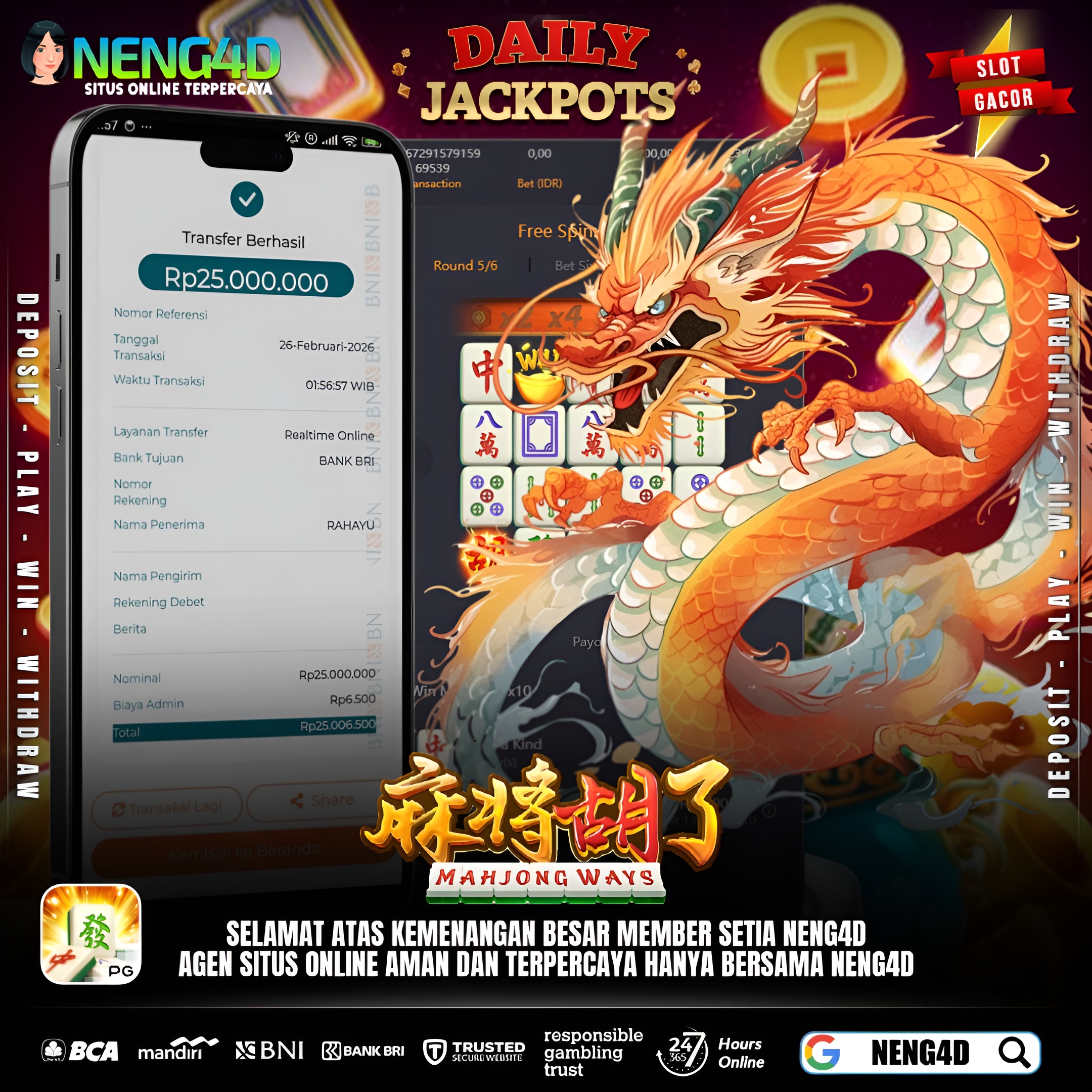 MENANG 25JT MAIN DI MAHJONG WAYS PG SOFT