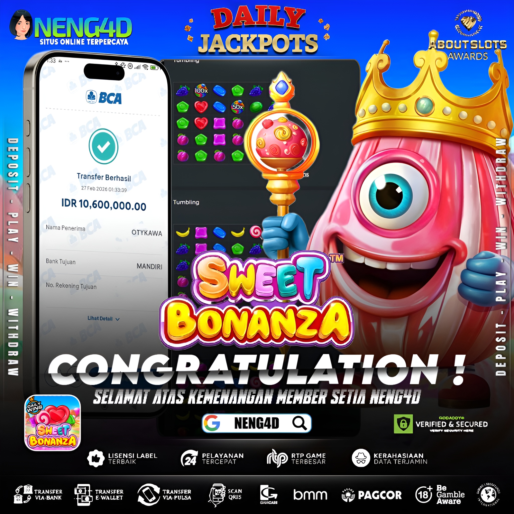 MENANG 10JT MAIN DI SWEET BONANZA PRAGMATIC PLAY