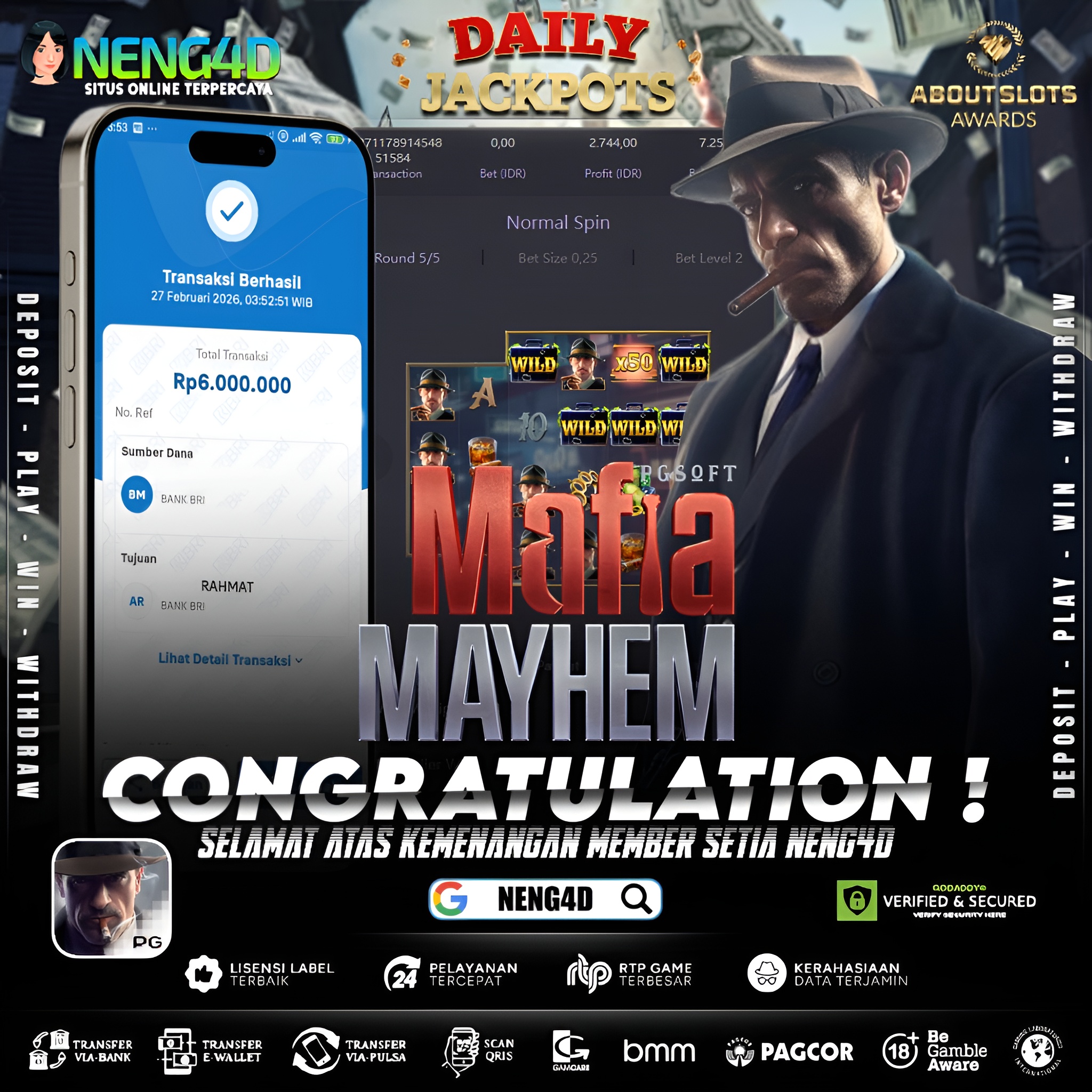 MENANG 6JT MAIN DI MAFIA MAYHEM PG SOFT