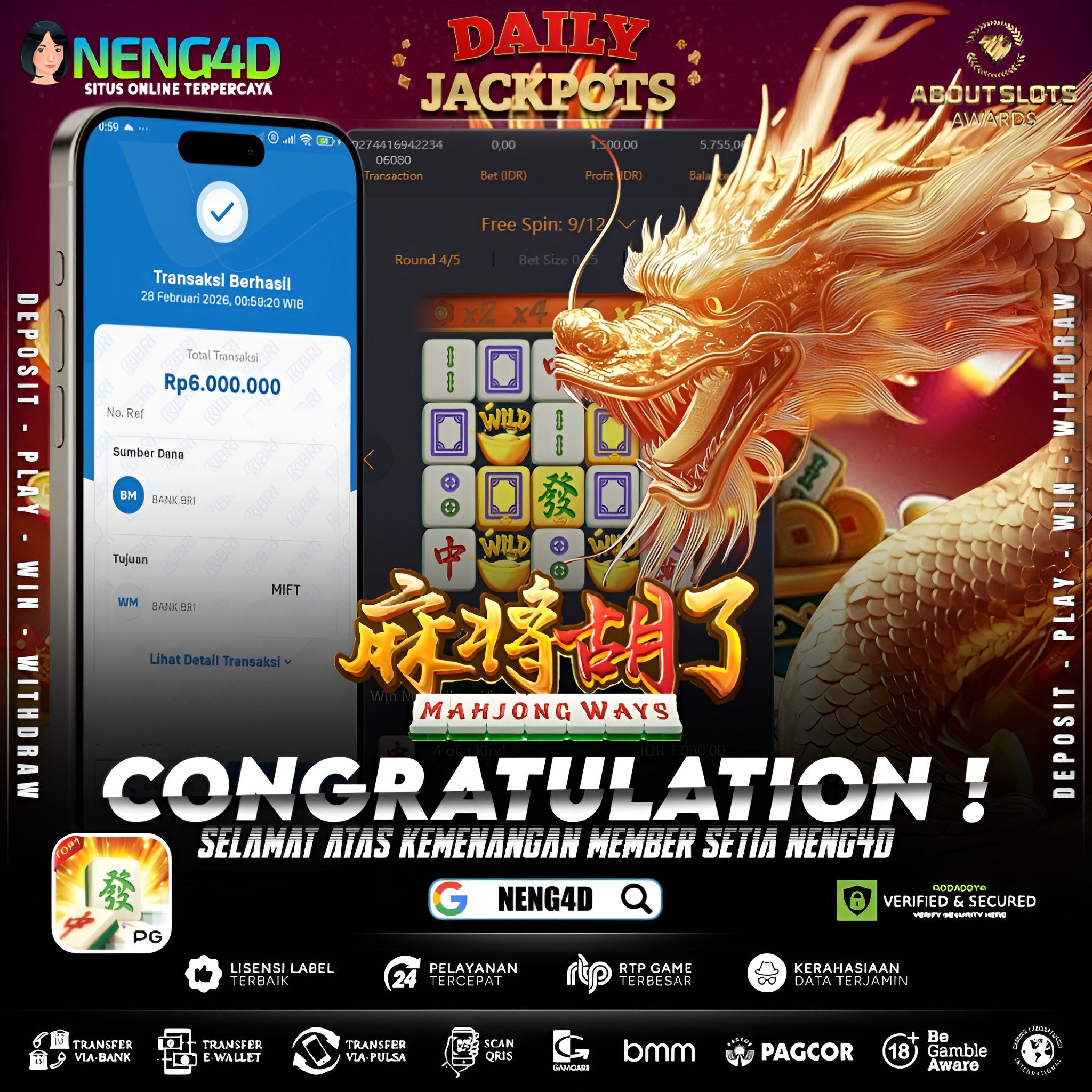 MENANG 6JT MAIN DI MAHJONG WAYS PG SOFT