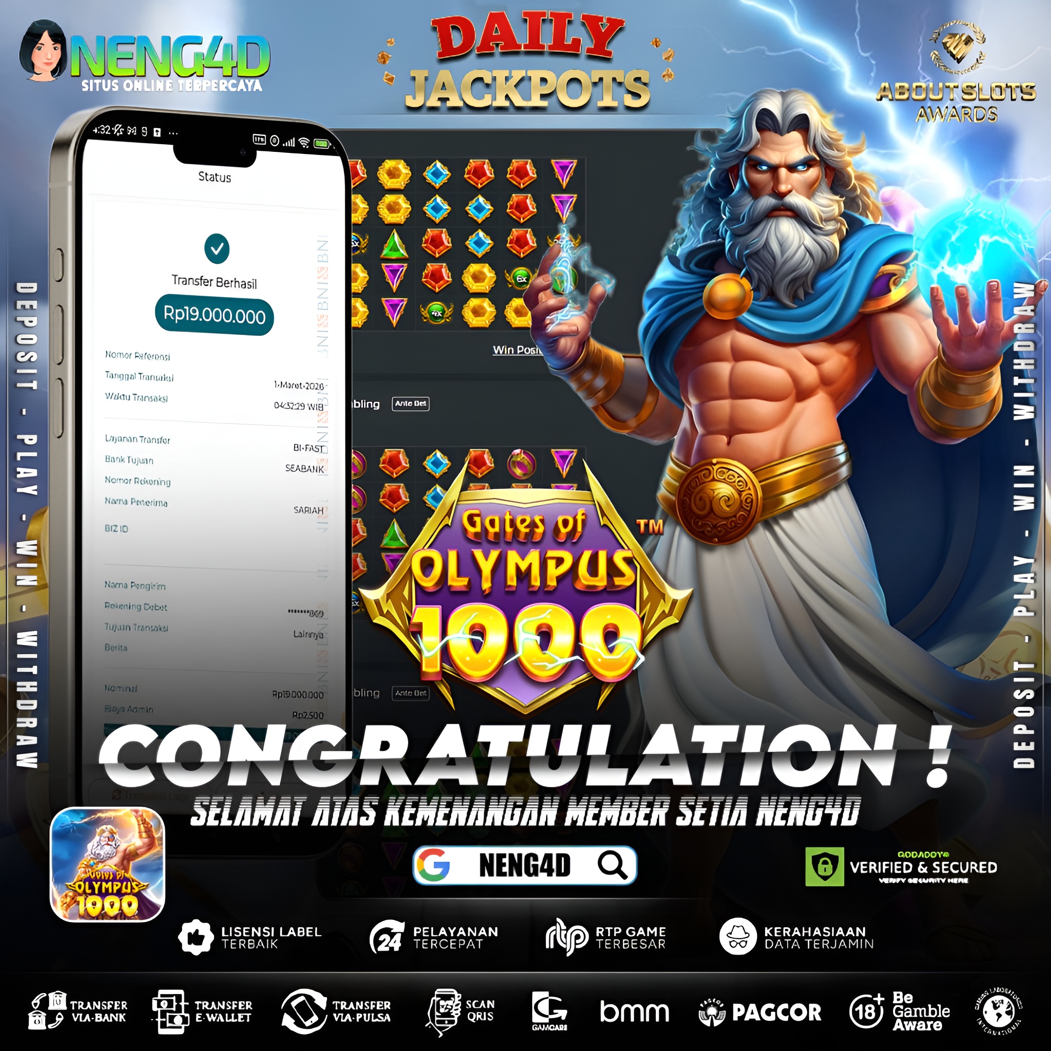 MENANG 19JT MAIN DI GATES OF OLYMPUS 1000 PRAGMATIC PLAY