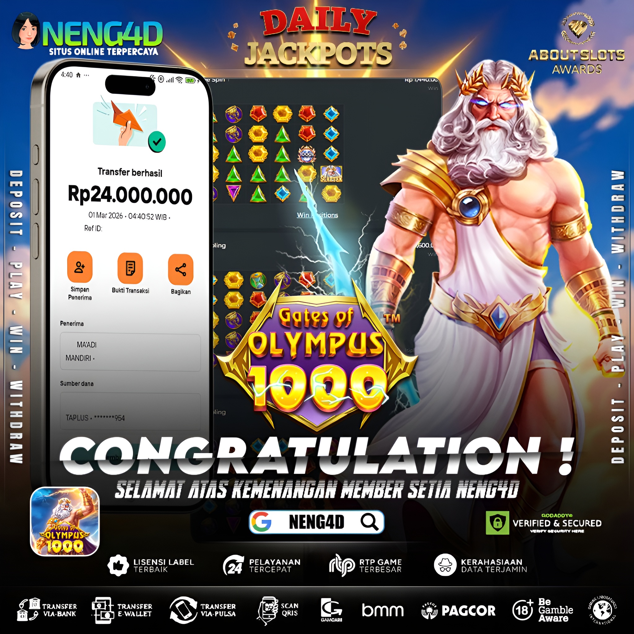 MENANG 24JT MAIN DI GATES OF OLYMPUS 1000 PRAGMATIC PLAY