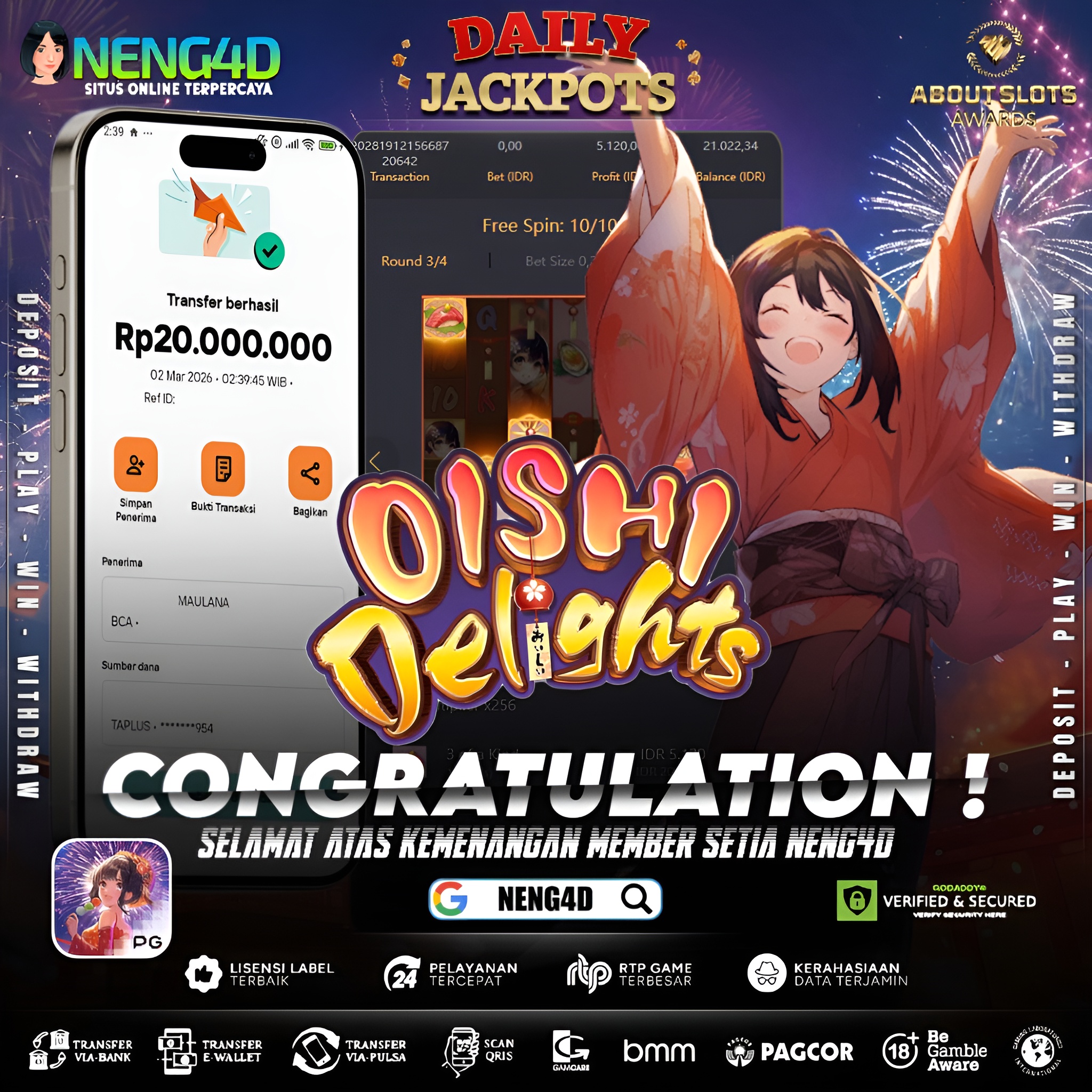 MENANG 20JT MAIN DI OISHI DELIGHTS PG SOFT