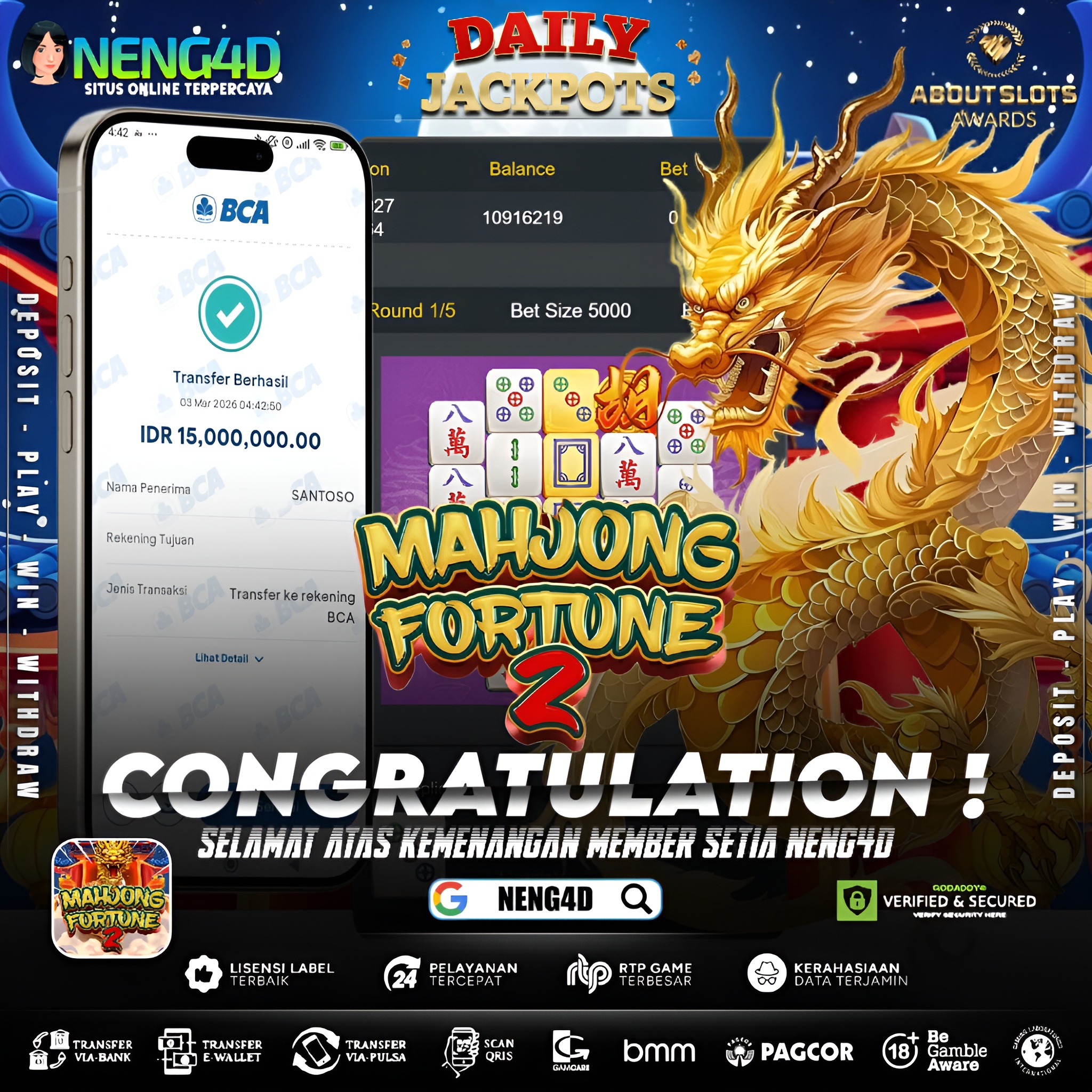 MENANG 15JT MAIN DI MAHJONG FORTUNE 2 COSMOPLAY