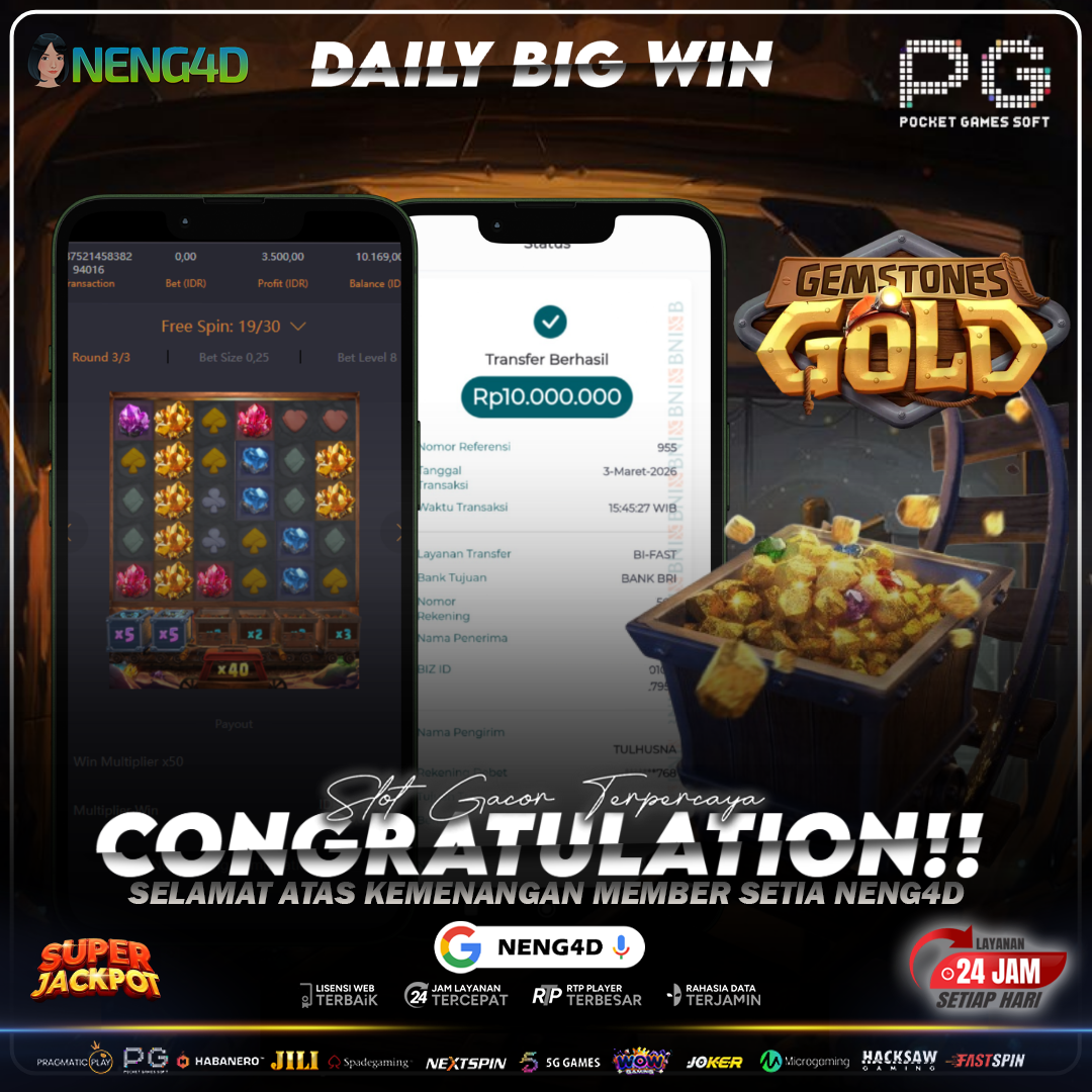 Gemstone Gold Bersinar! 10 Juta Cair di NENG4D