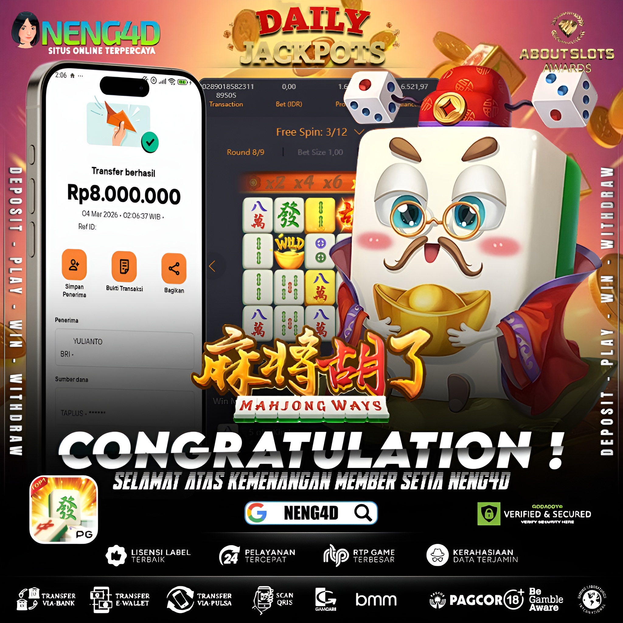 MENANG 8JT MAIN DI MAHJONG WAYS PG SOFT