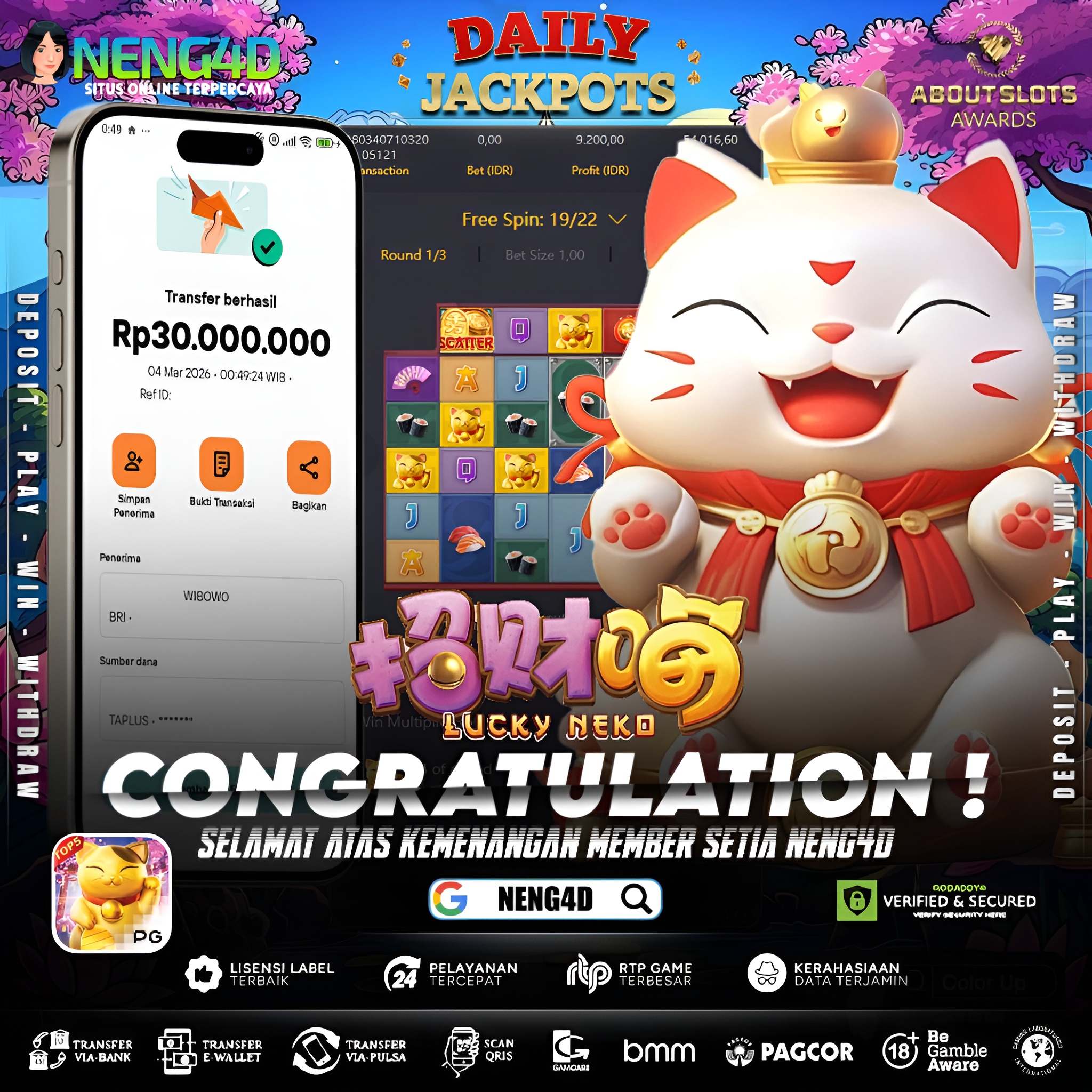 MENANG 30JT MAIN DI LUCKY NEKO PG SOFT