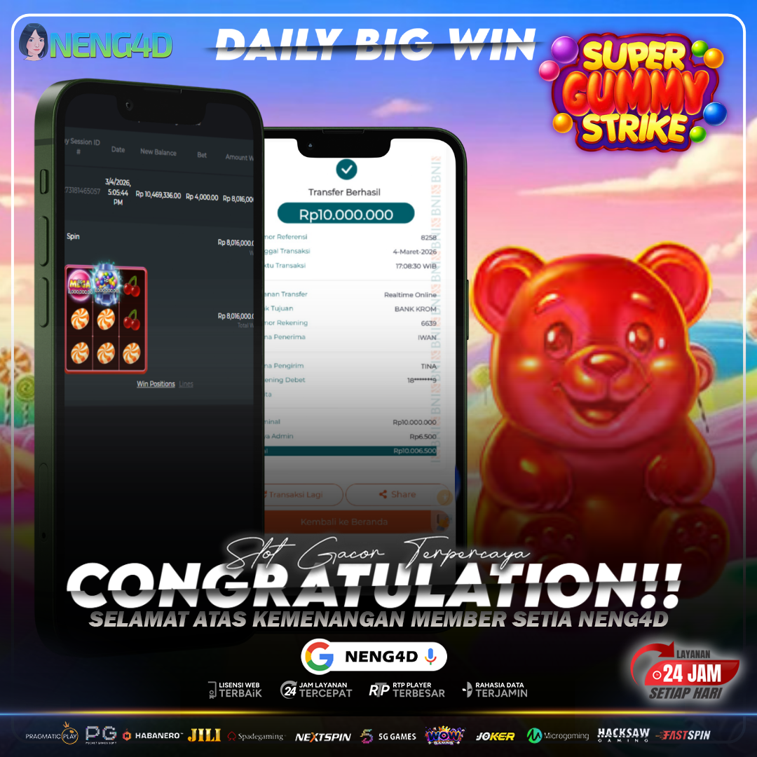 KEMENANGAN MANIS! SUPER GUMMY STRIKE HASILKAN 10 JUTA DI NENG4D