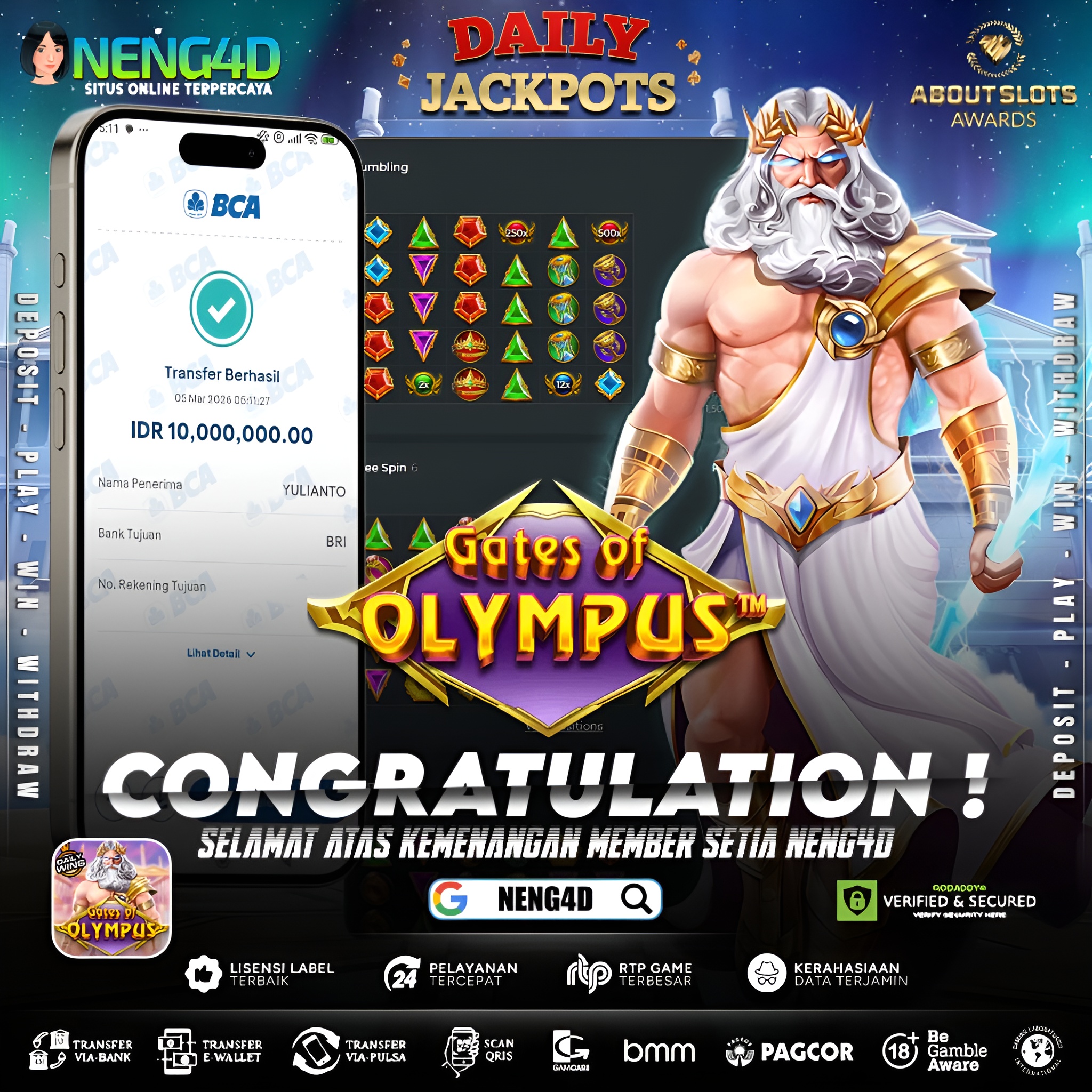 MENANG 10JT MAIN DI GATES OF OLYMPUS PRAGMATIC PLAY