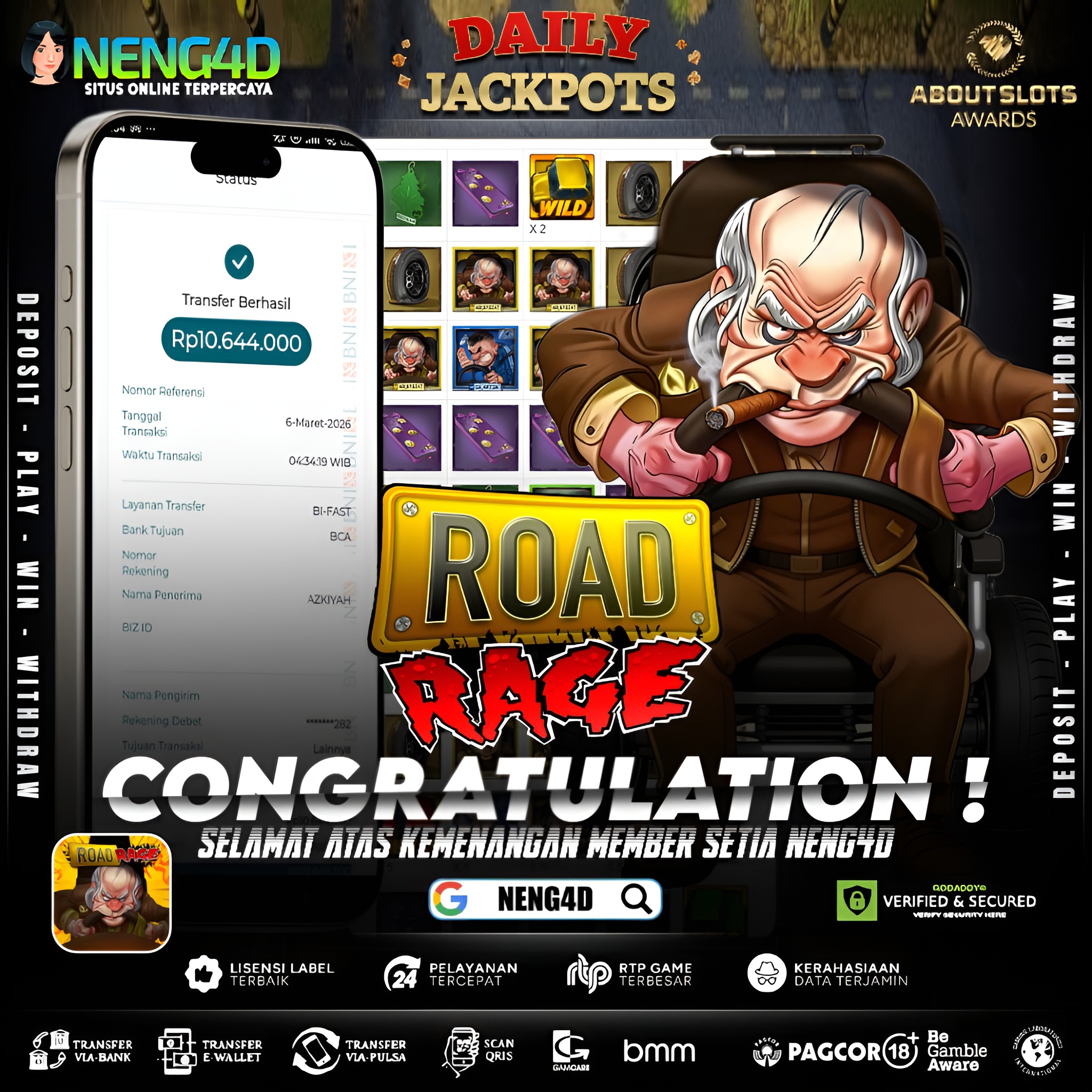 MENANG 10JT MAIN DI ROAD RAGE NOLIMIT CITY
