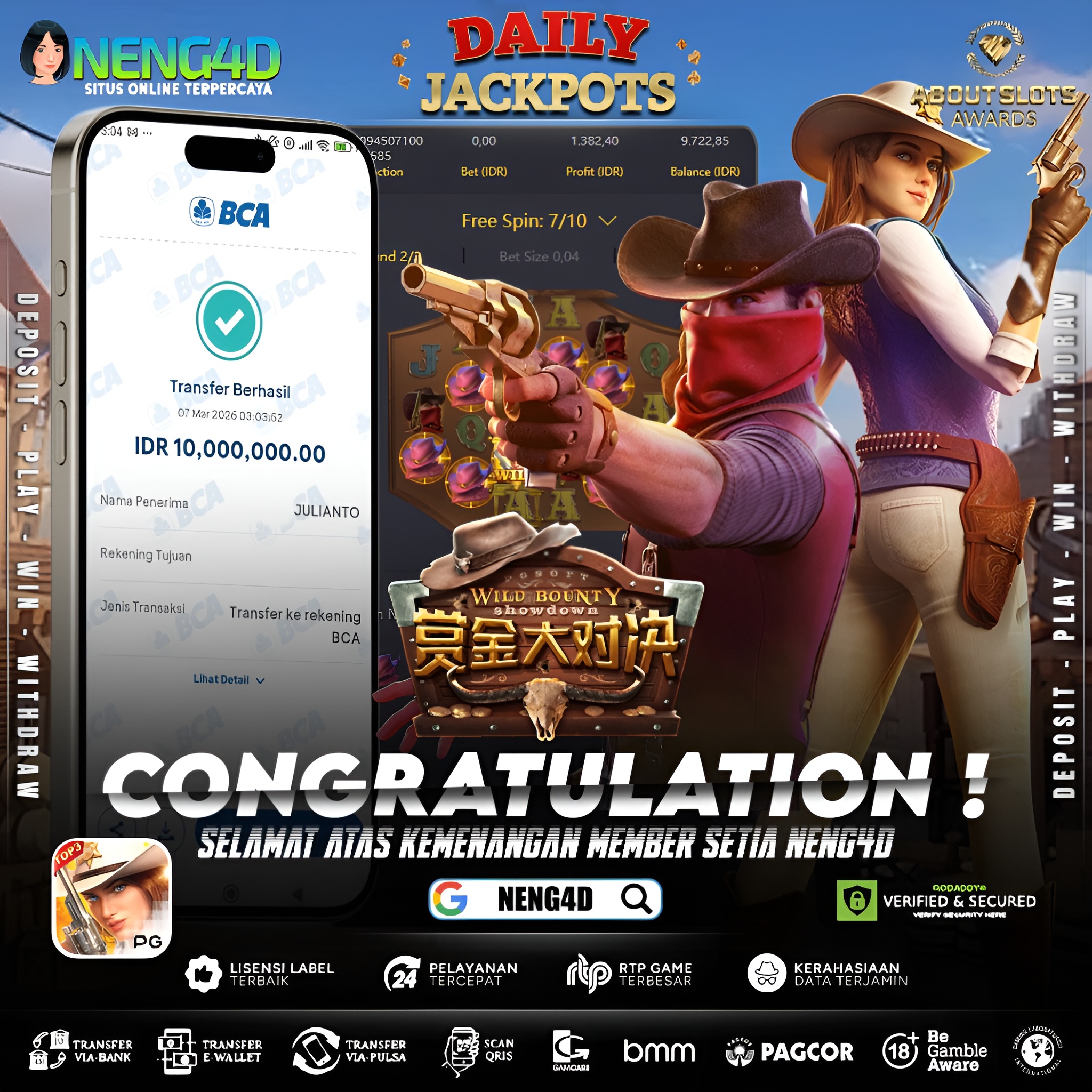 MENANG 10JT MAIN DI WILD BOUNTY SHOWDOWN PG SOFT