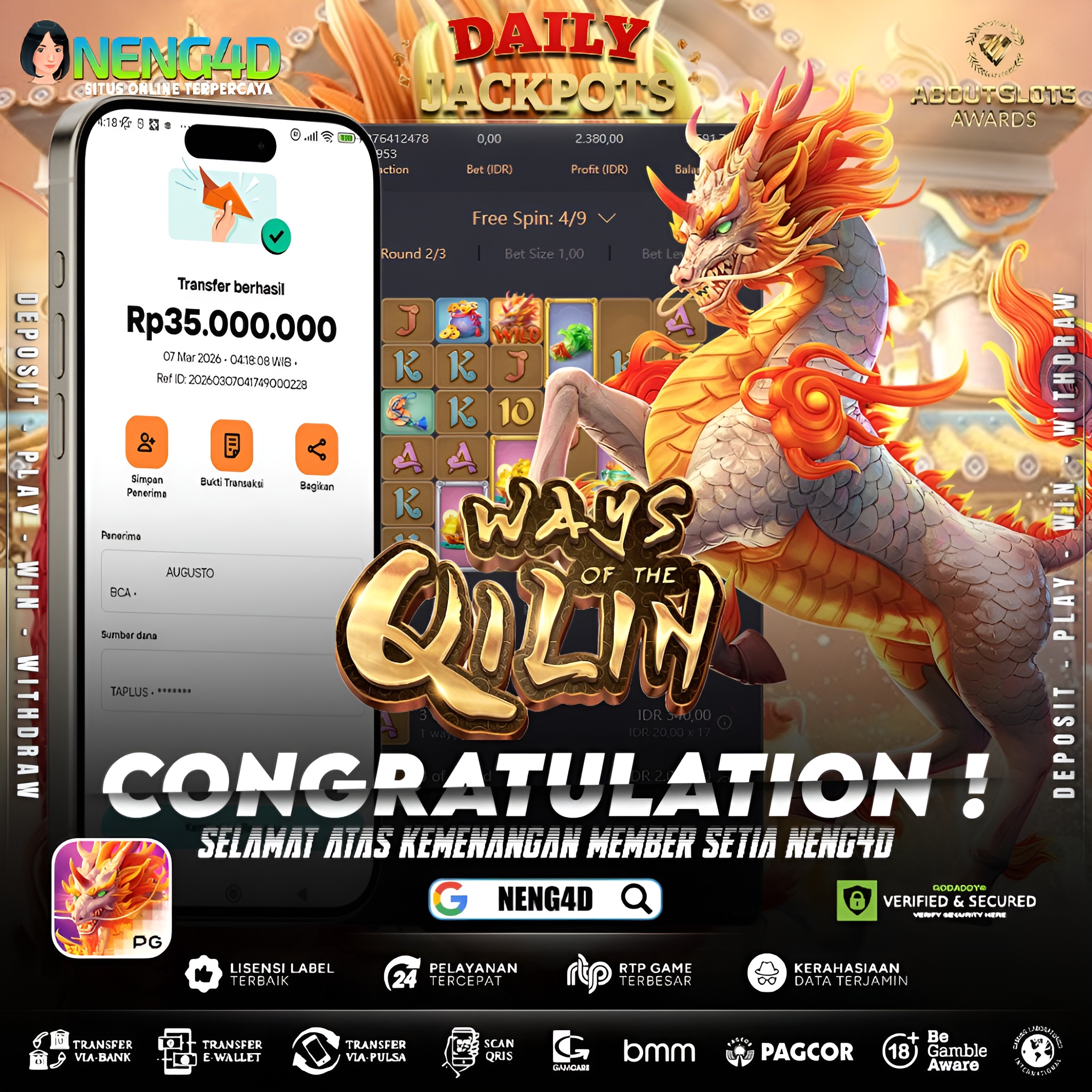 MENANG 35JT MAIN DI WAYS OF THE QILIN PG SOFT