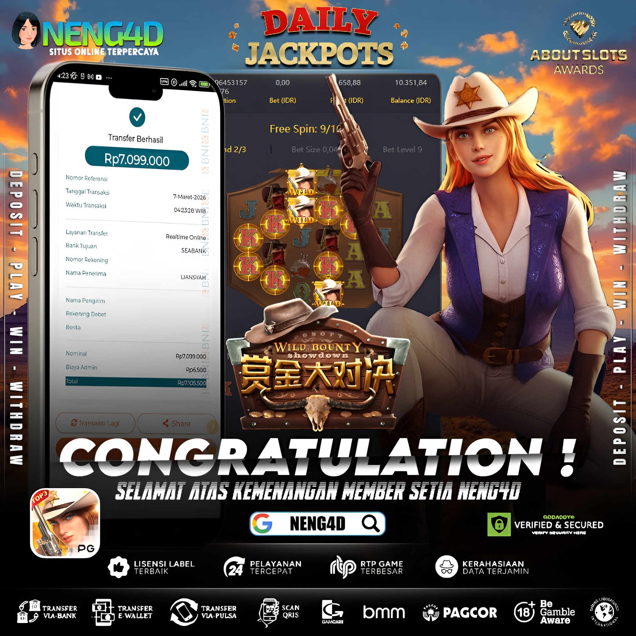 MENANG 7JT MAIN DI WILD BOUNTY SHOWDOWN PG SOFT