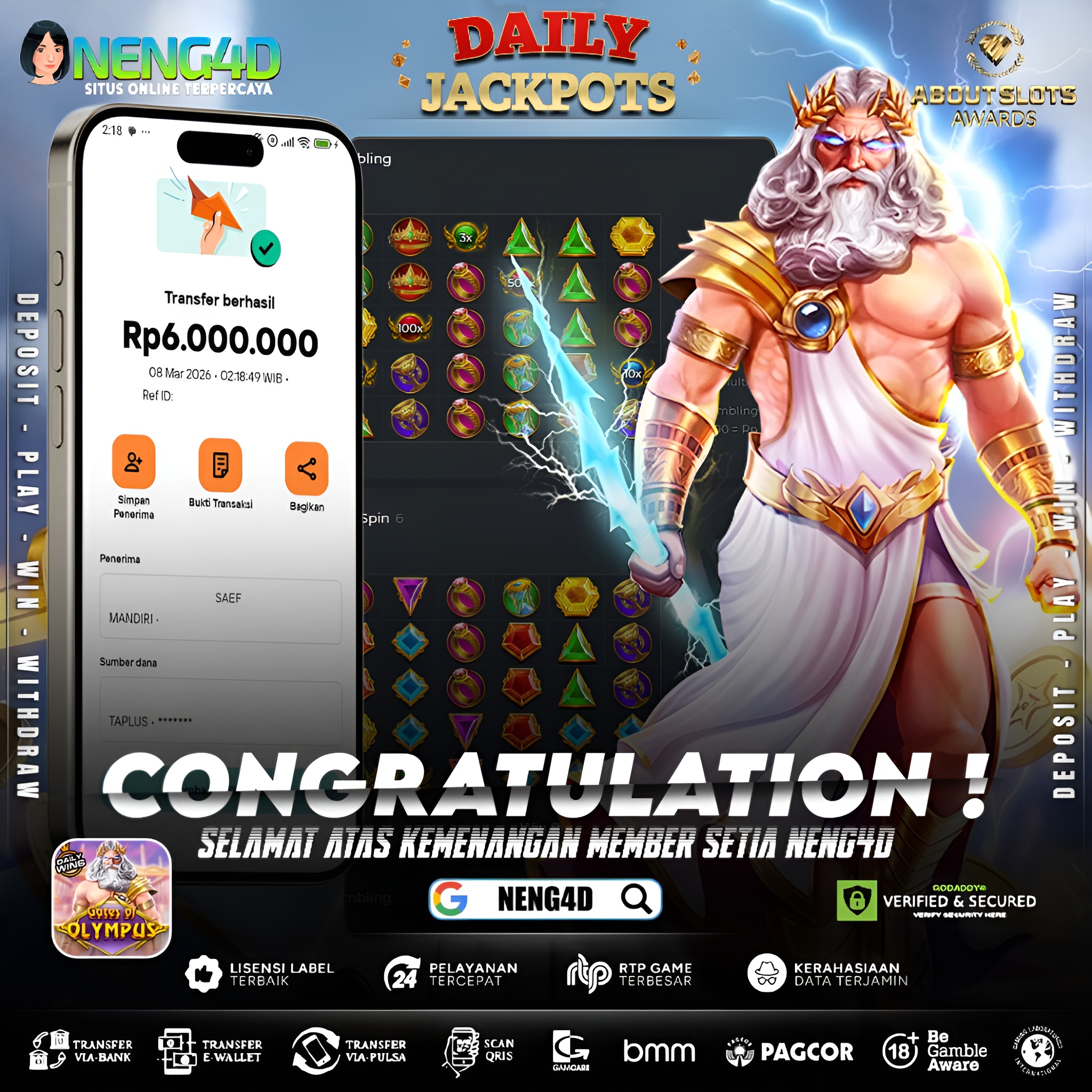 MENANG 6JT MAIN DI GATES OF OLYMPUS 1000 PRAGMATIC PLAY