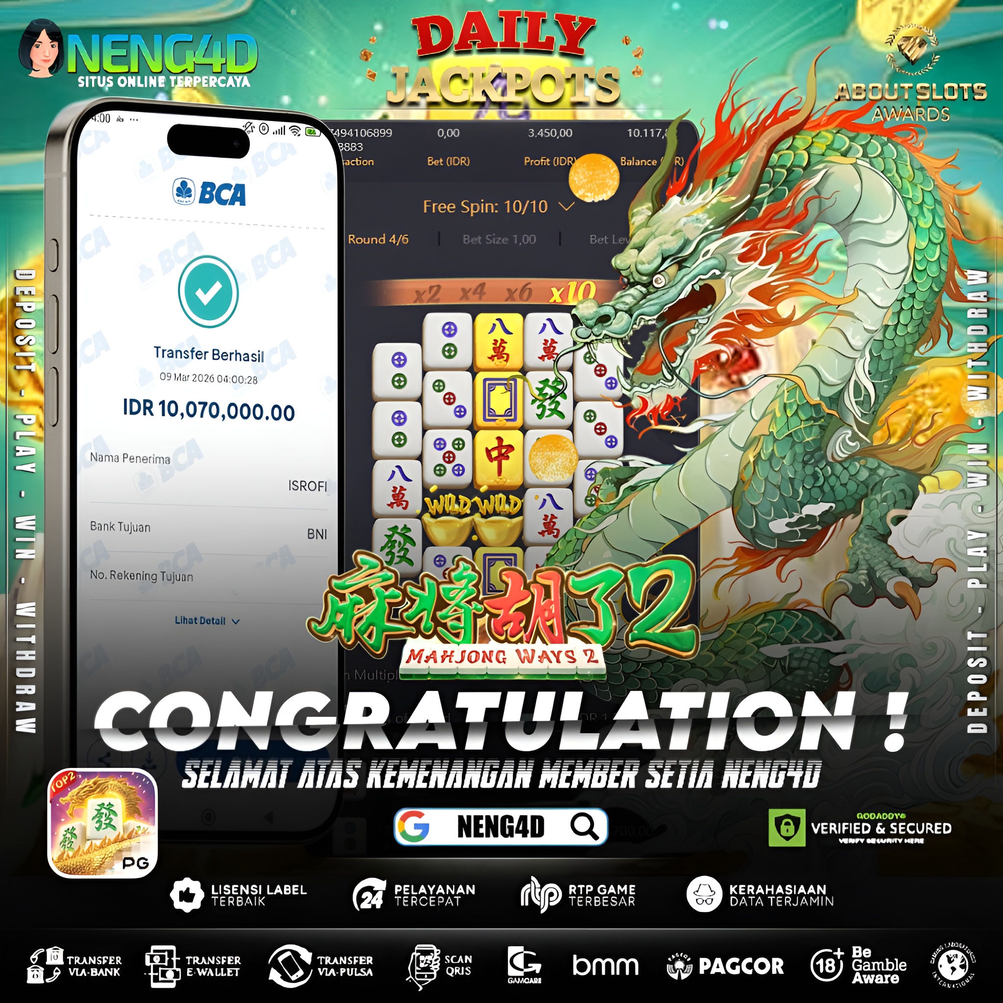 MENANG 10JT MAIN DI MAHJONG WAYS 2 PG SOFT