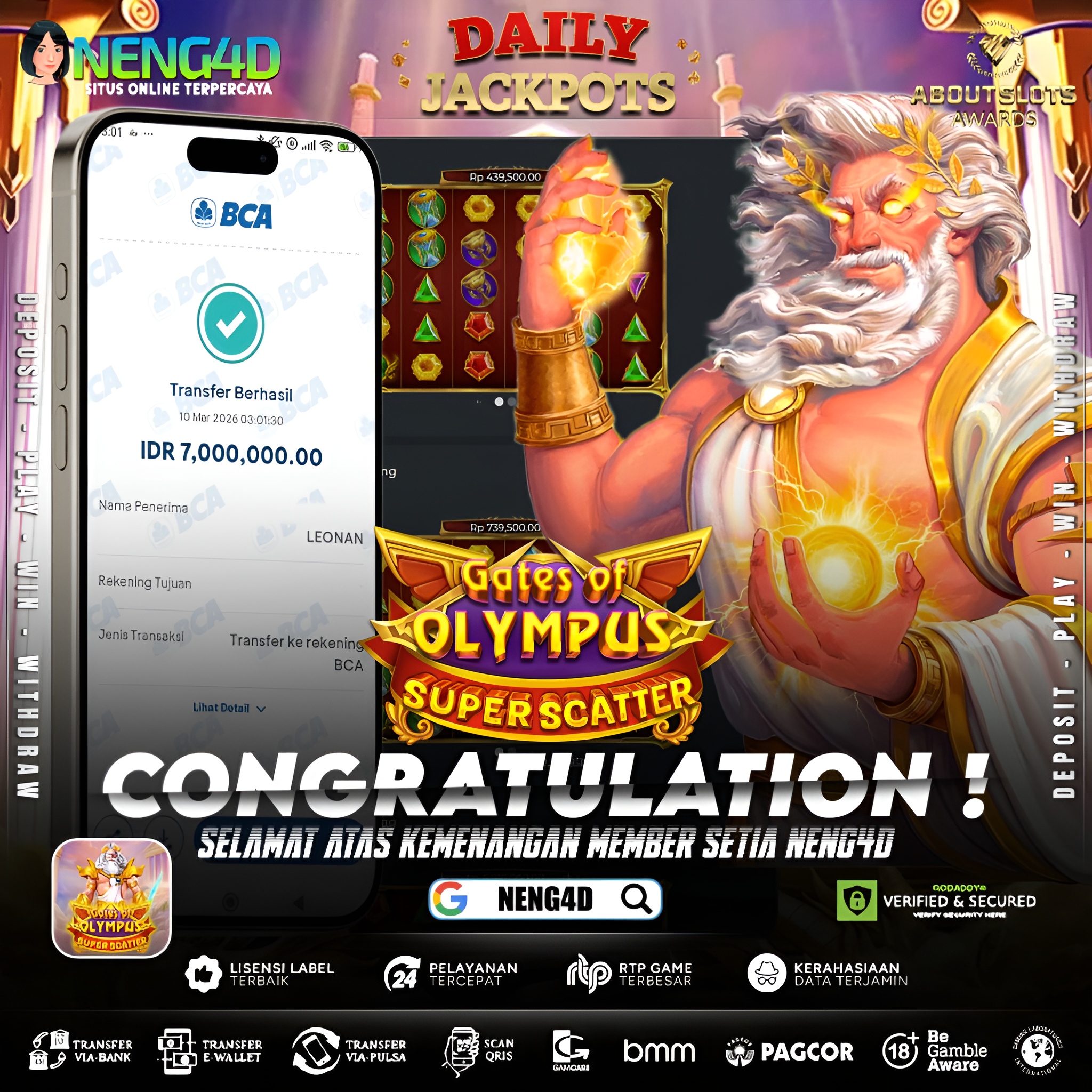 MENANG 7JT MAIN DI GATES OF OLYMPUS SUPER SCATTER PRAGMATIC PLAY