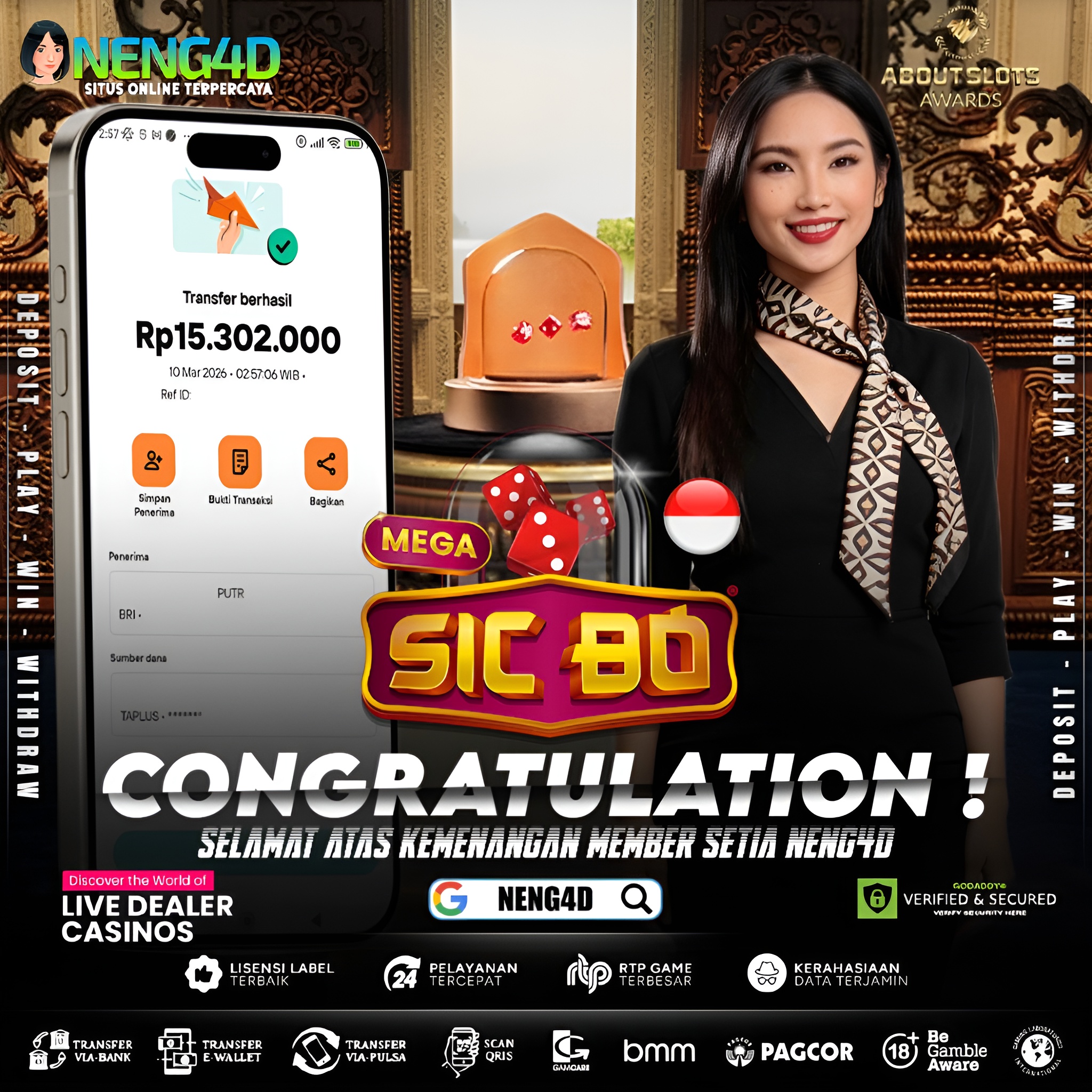 MENANG 15JT MAIN DI LIVE CASINO INDONESIAN MEGA SICBO PRAGMATIC PLAY