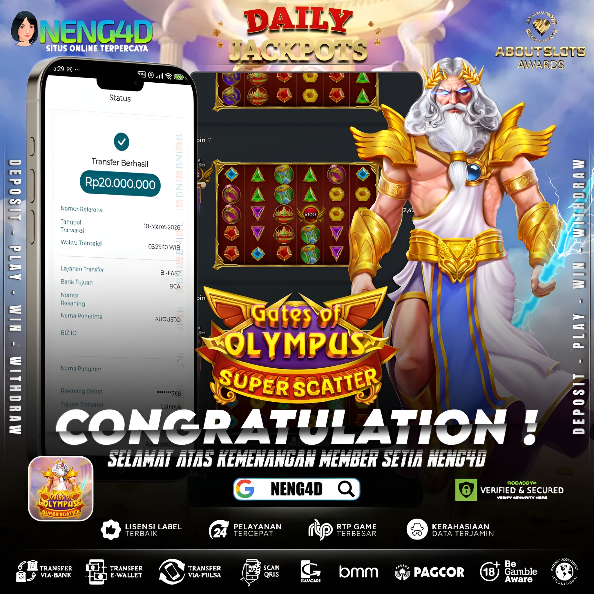 MENANG 20JT MAIN DI GATES OF OLYMPUS SUPER SCATTER PRAGMATIC PLAY