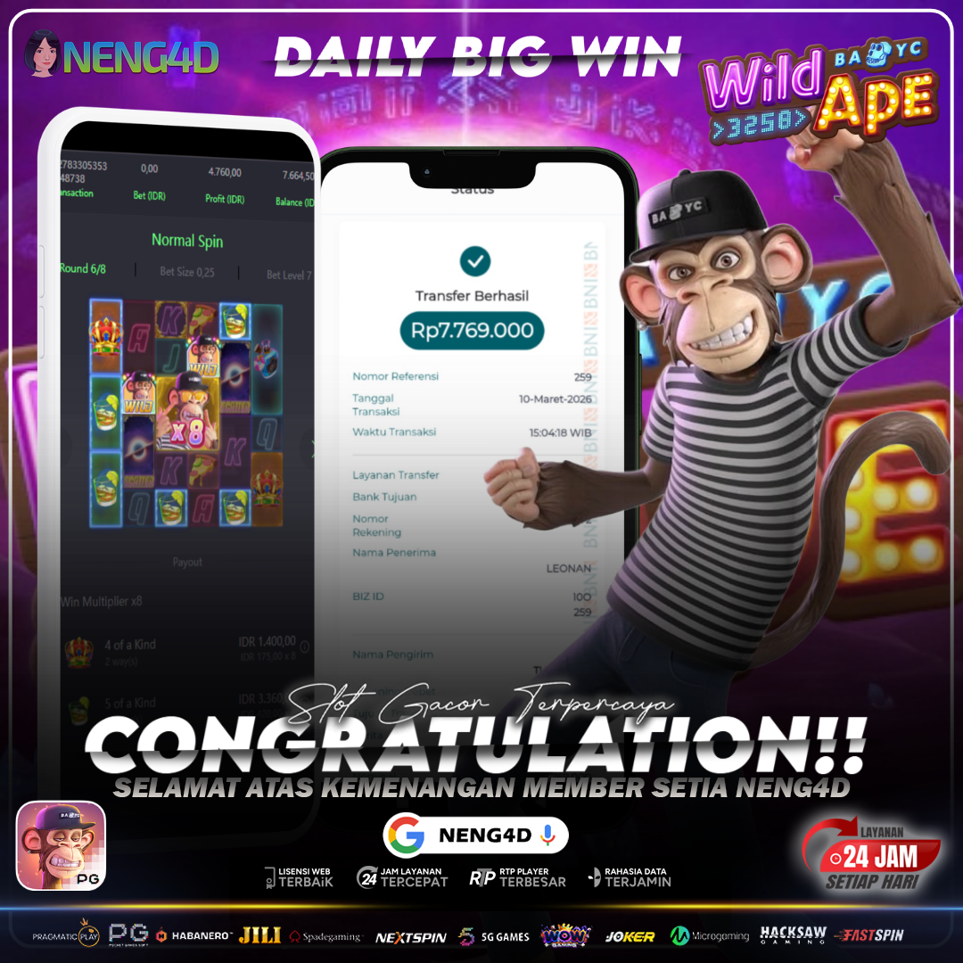 MENANG 7 JT MAIN DI WILD APE #3258 PG SOFT