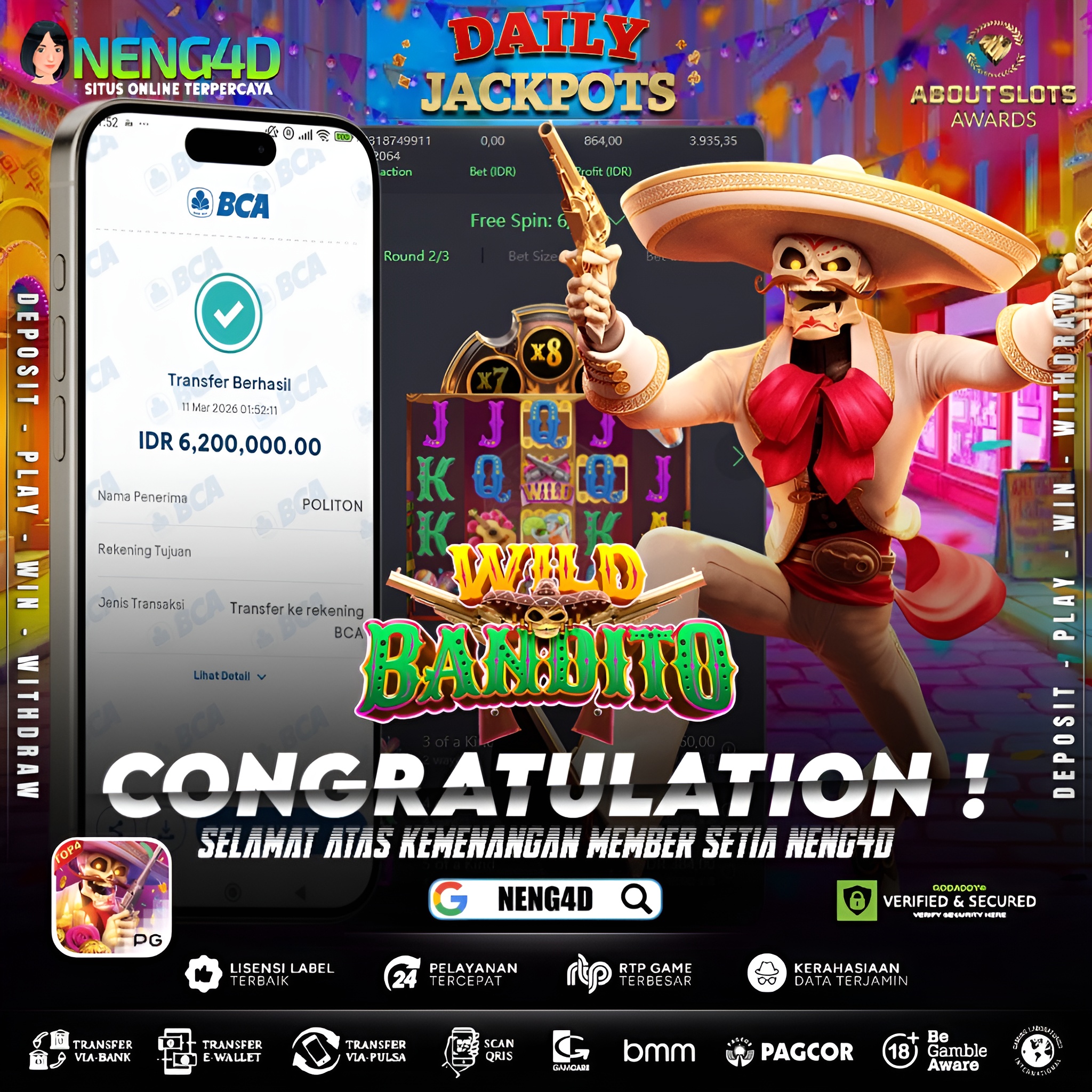 MENANG 6JT MAIN DI WILD BANDITO PG SOFT