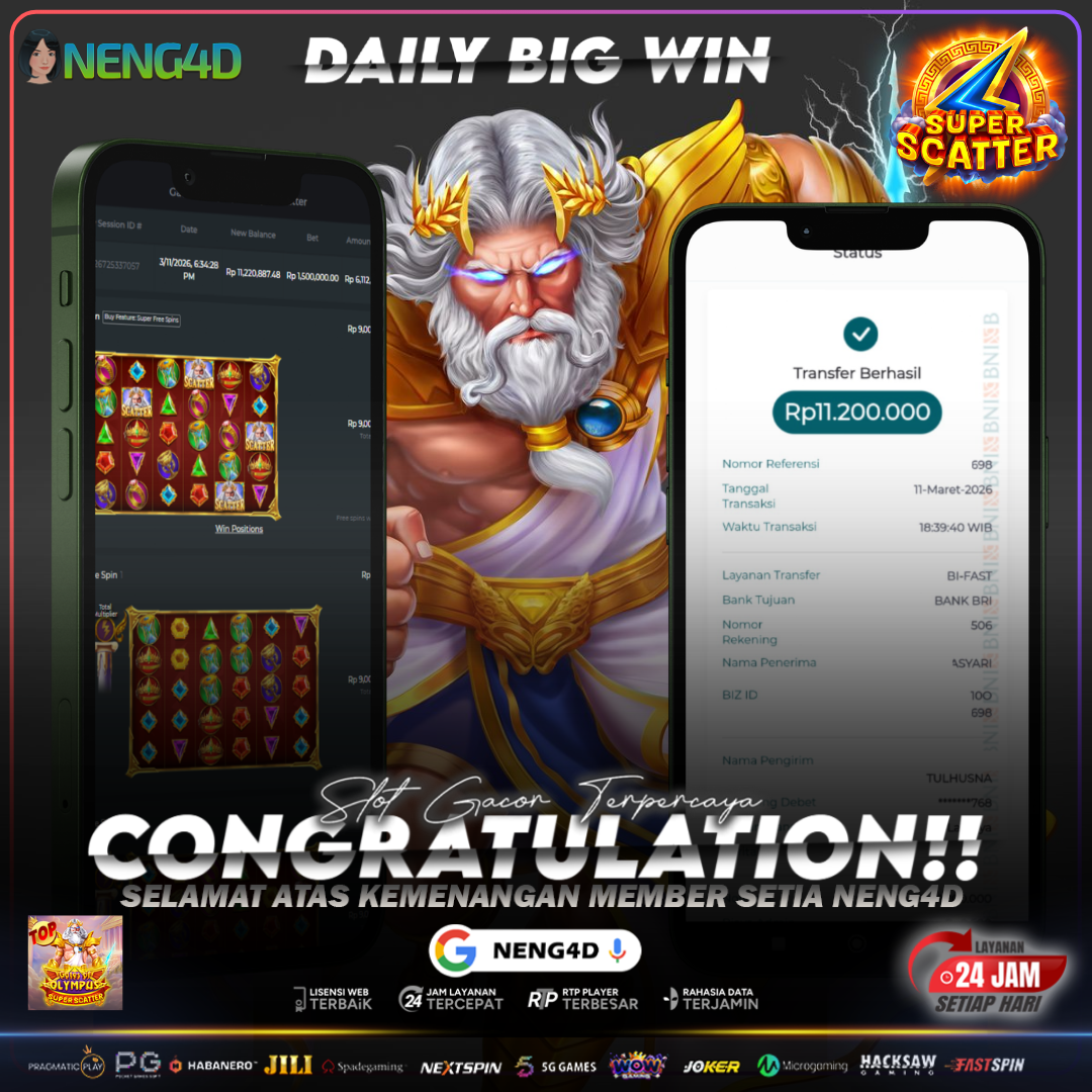 MEMBER SETIA NENG4D BERHASIL RAIH 11 JUTA DI GATES OF OLYMPUS SUPER SCATTER PRAGMATIC PLAY