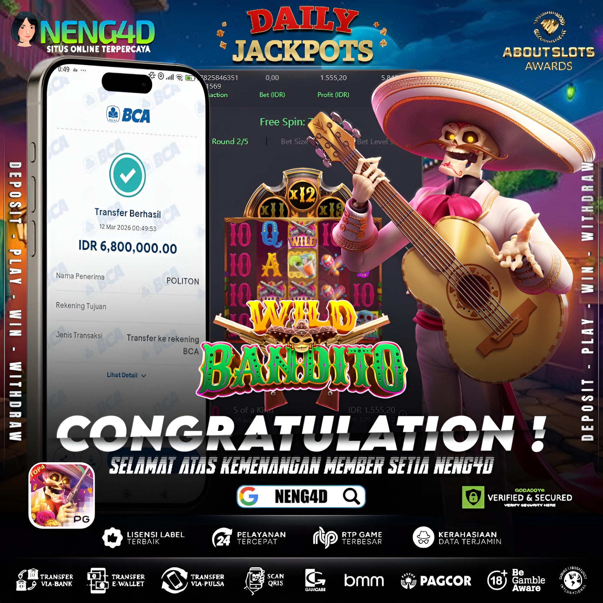 MENANG 6JT MAIN DI WILD BANDITO PG SOFT