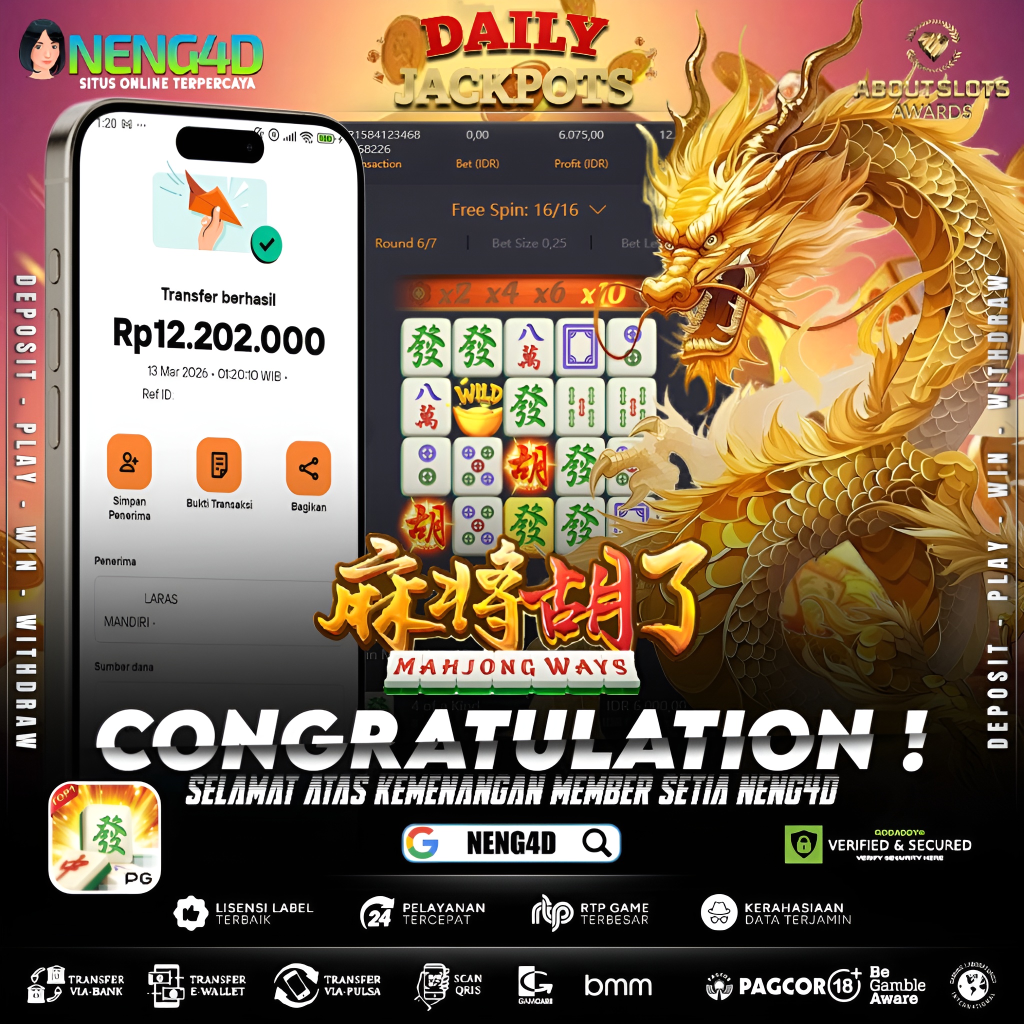 MENANG 12JT MAIN DI MAHJONG WAYS PG SOFT
