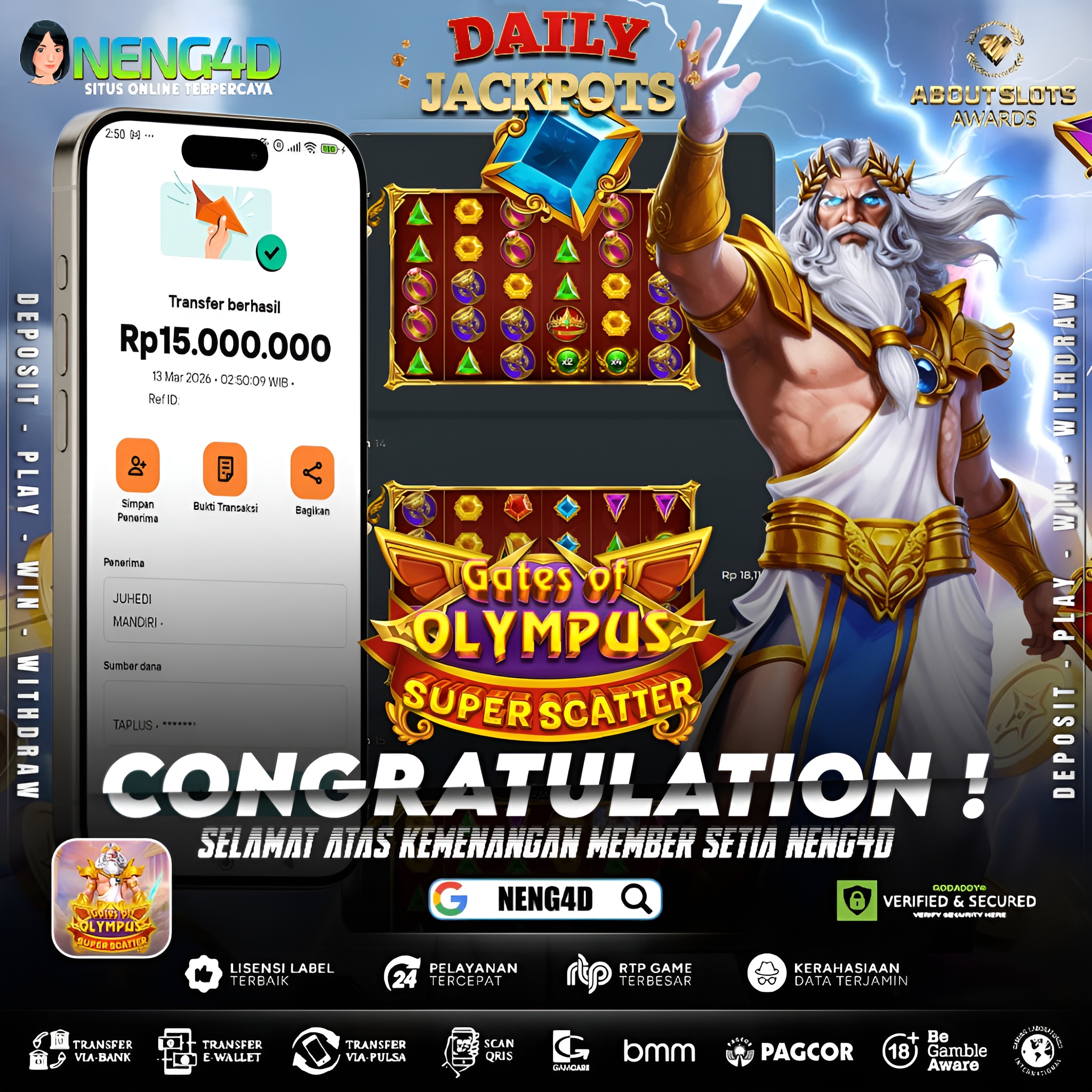 MENANG 15JT MAIN DI GATES OF OLYMPUS SUPER SCATTER PRAGMATIC PLAY
