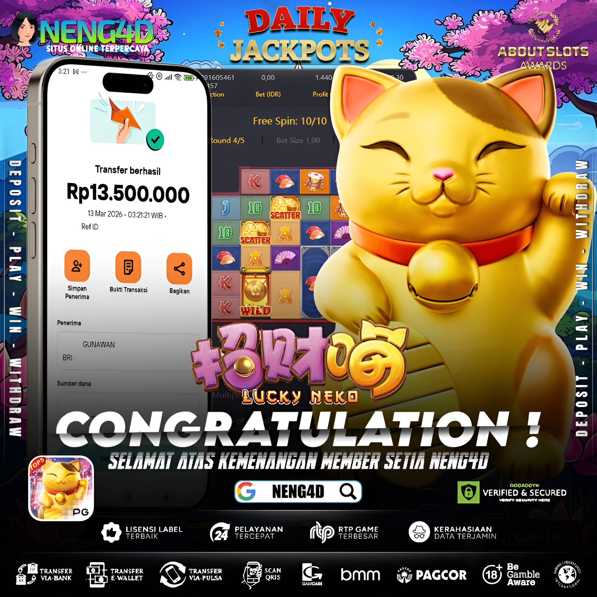 MENANG 13JT MAIN DI LUCKY NEKO PG SOFT