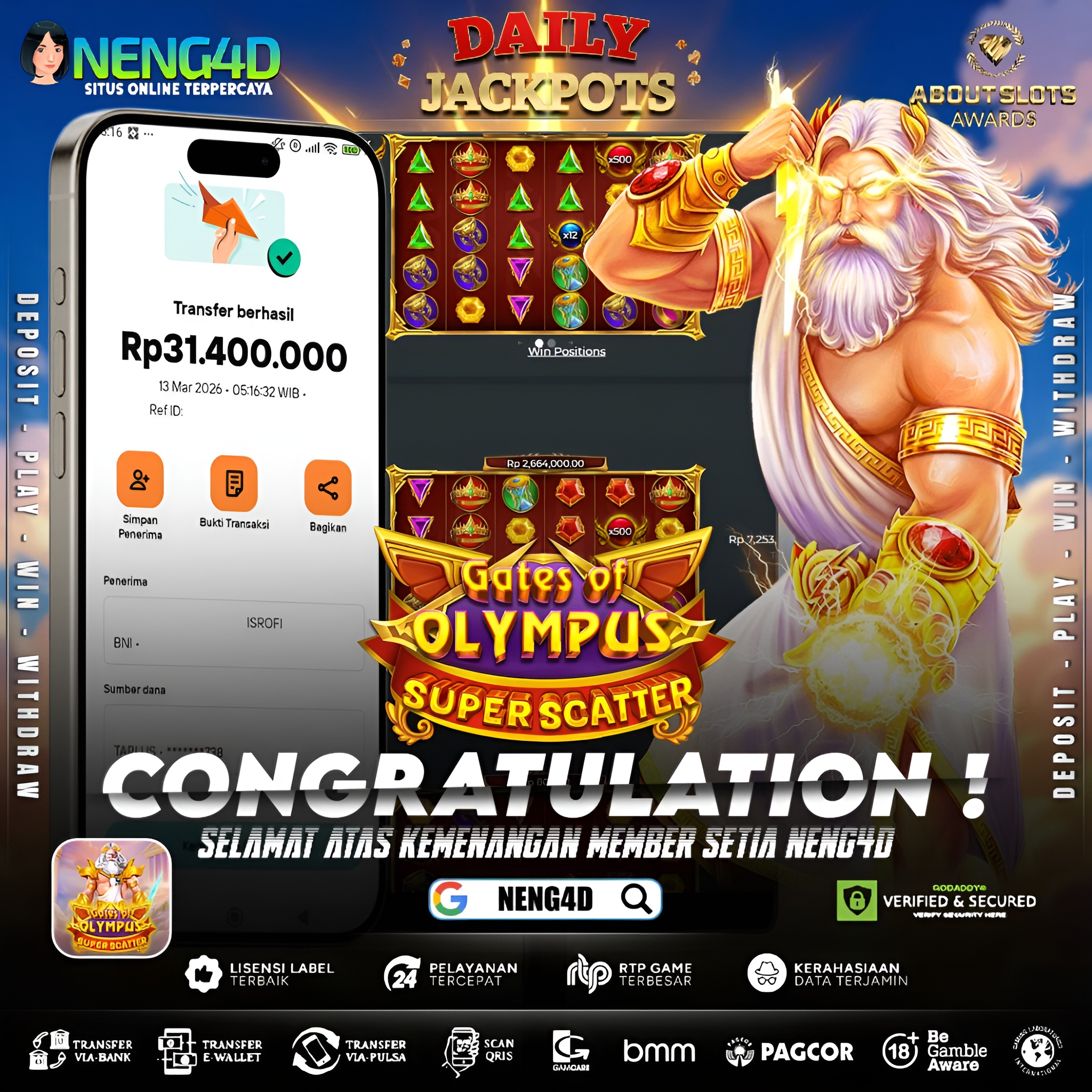 MENANG 31JT MAIN DI GATES OF OLYMPUS SUPER SCATTER PRAGMATIC PLAY