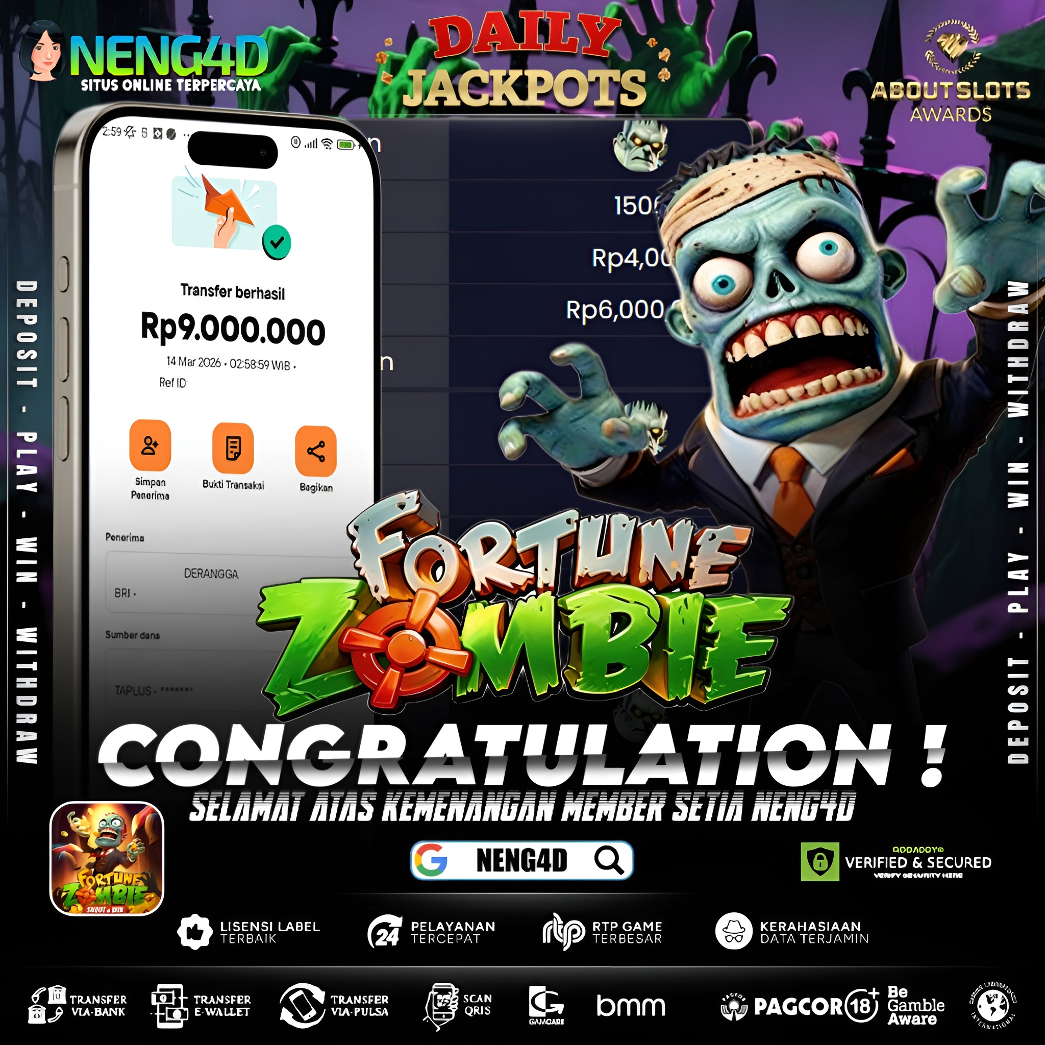 KEMENANGAN 9 JUTA DI FORTUNE ZOMBIE