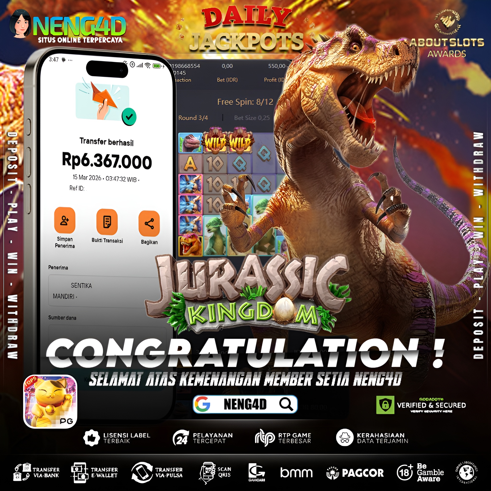 KEMENANGAN 6 JUTA DI JURASSIC KINGDOM