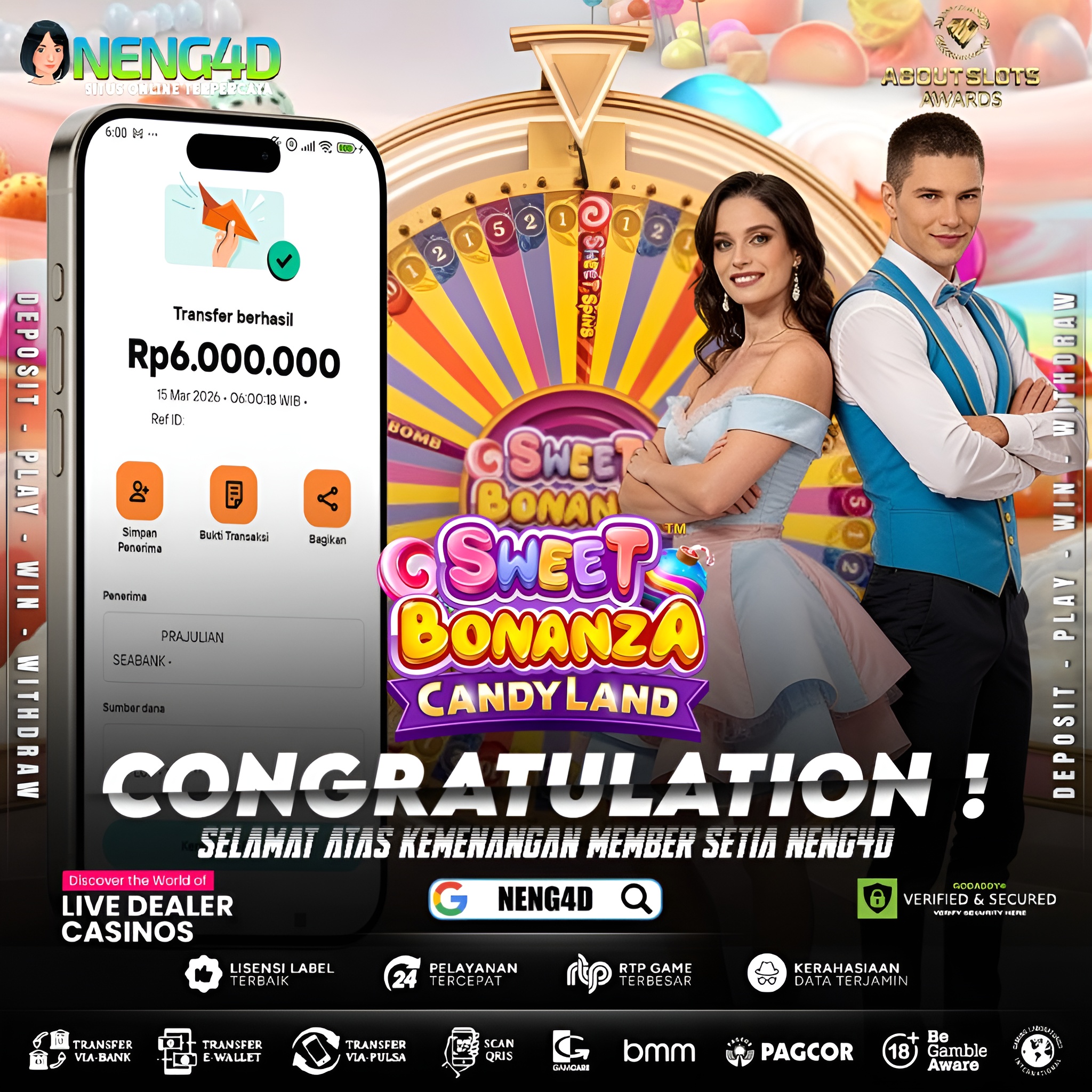 KEMENANGAN 6 JUTA DI LIVE GAMES SWEET BONANZA CANDYLAND