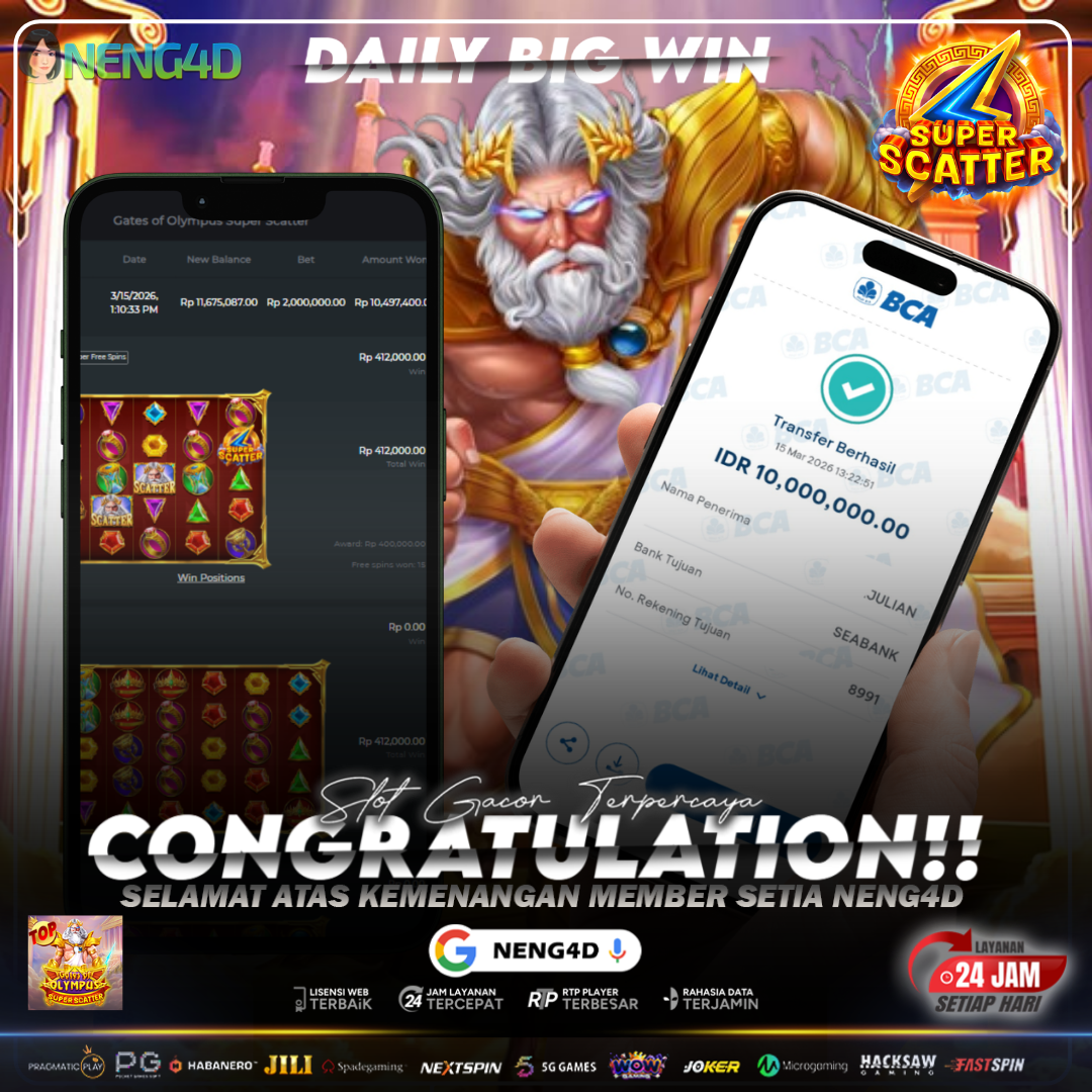 JP 10 JUTA, GATES OF OLYMPUS SUPER SCATTER NENG4D ONFIRE