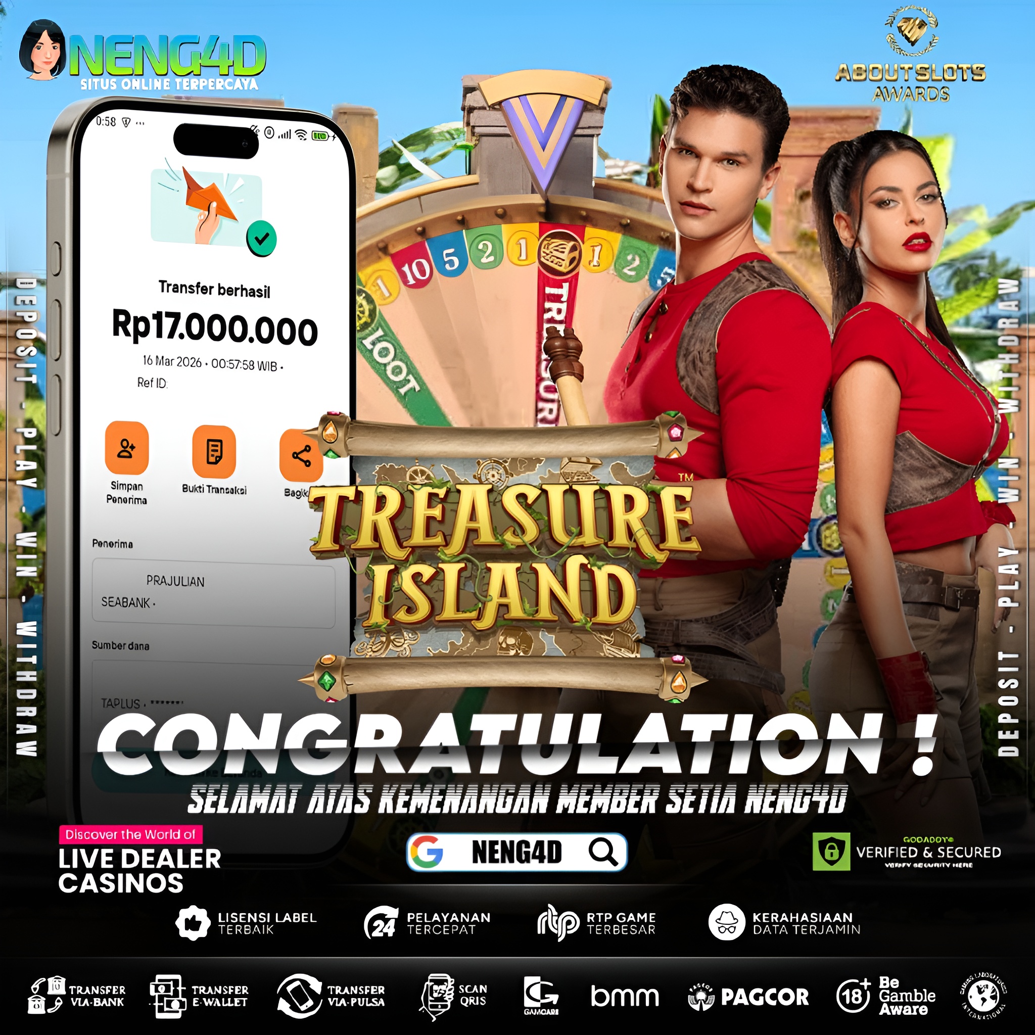 KEMENANGAN 17 JUTA DI LIVE GAMES TREASURE ISLAND
