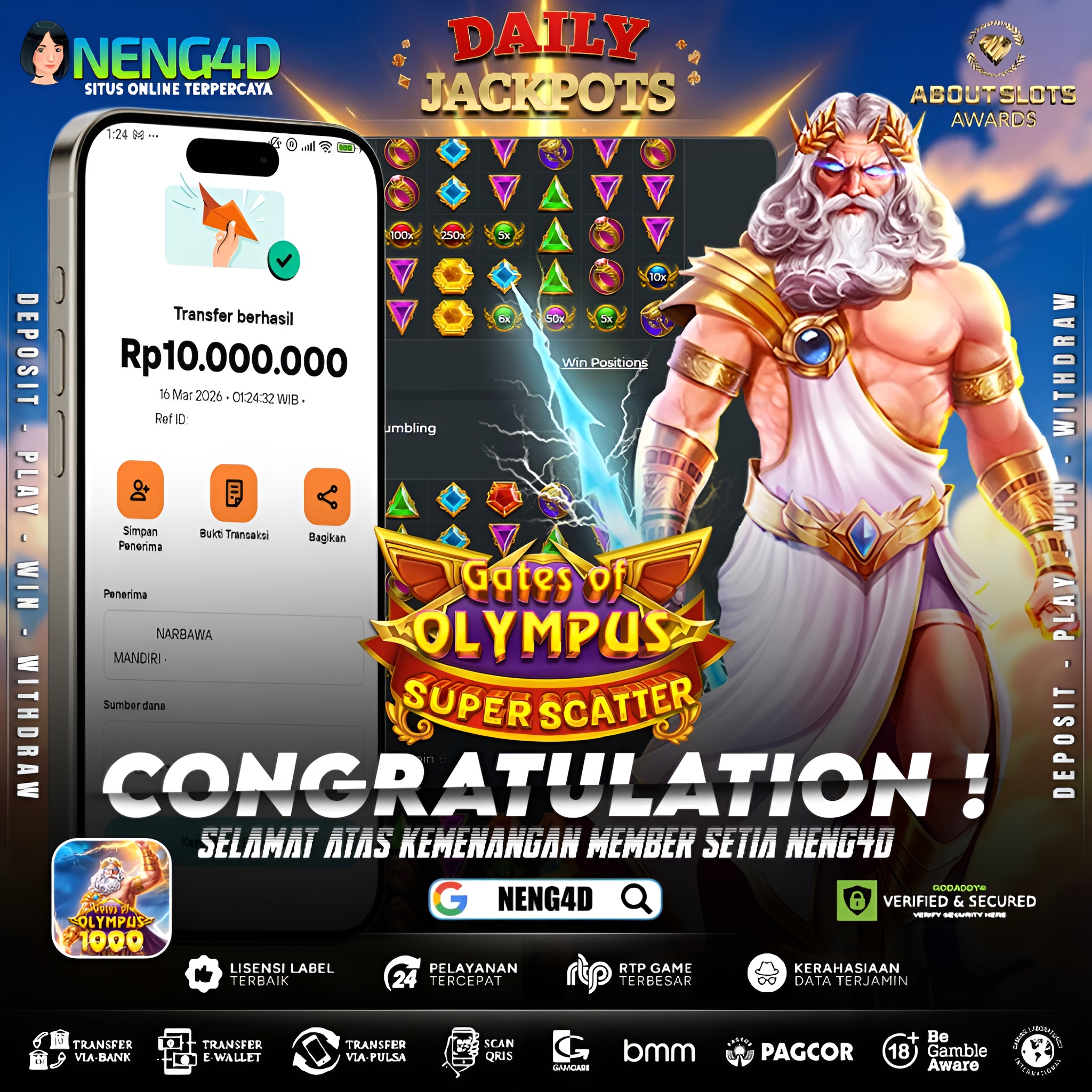 KEMENANGAN 10 JUTA DI GATES OF OLYMPUS 1000