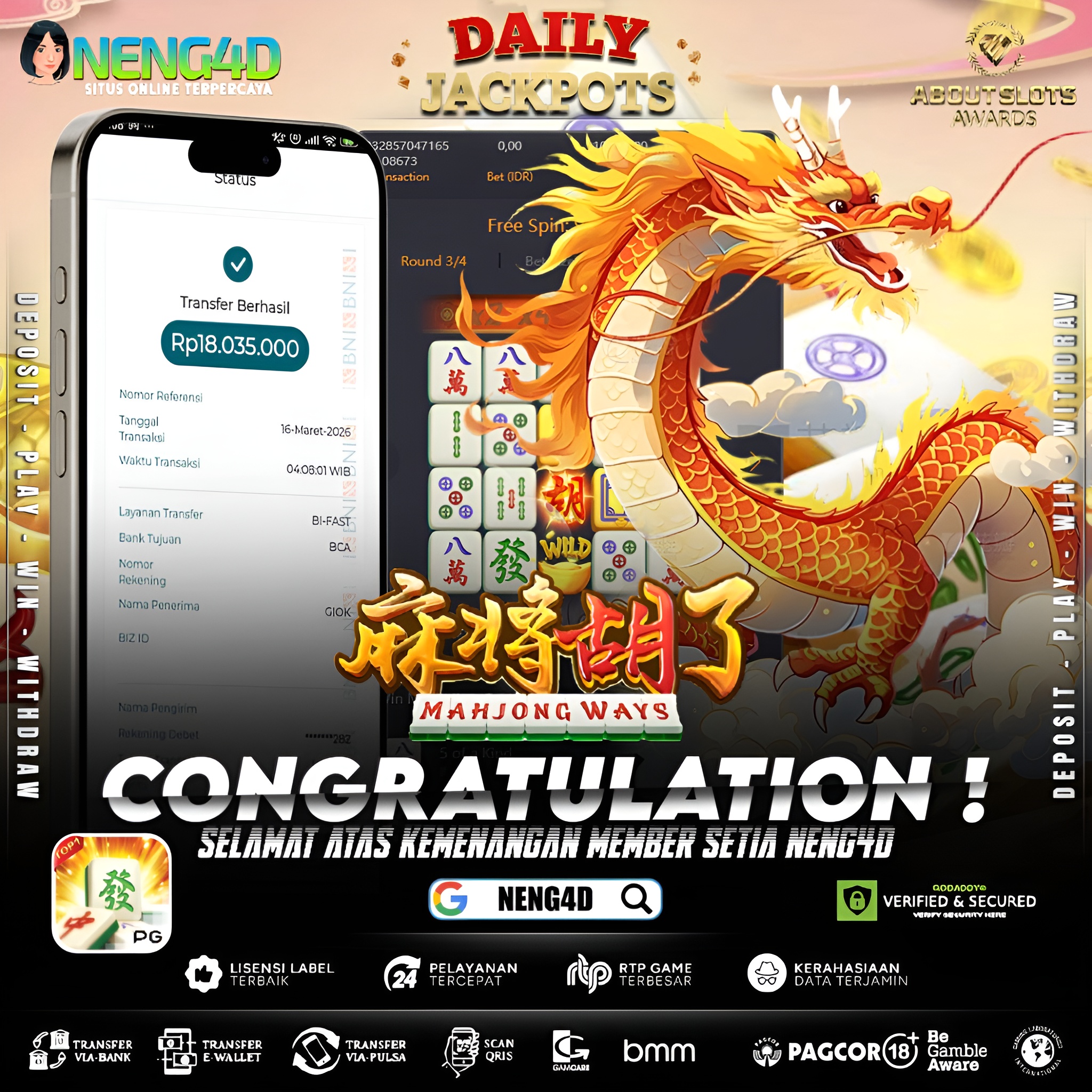 KEMENANGAN 18 JUTA DI MAHJONG WAYS