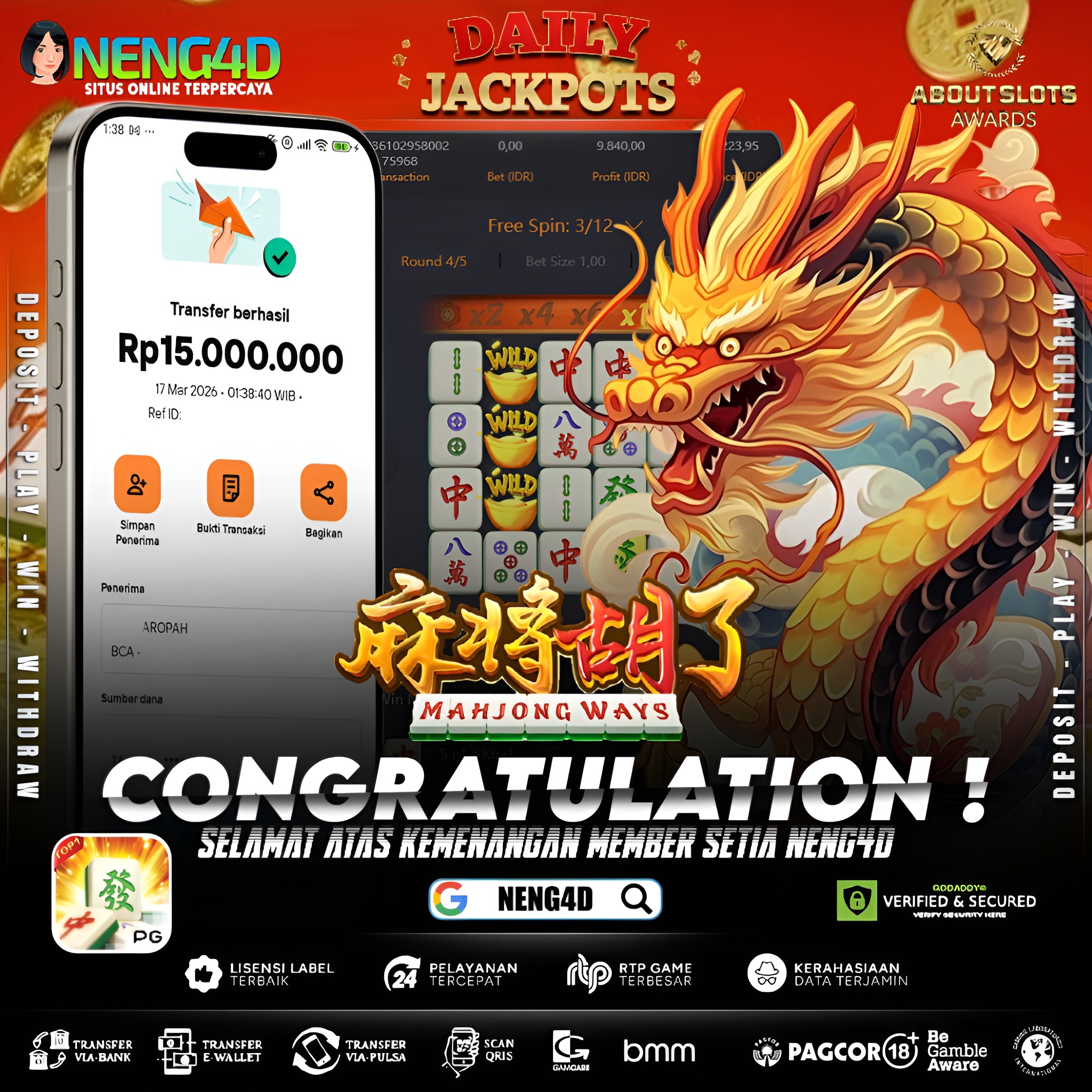 KEMENANGAN 15 JUTA DI MAHJONG WAYS