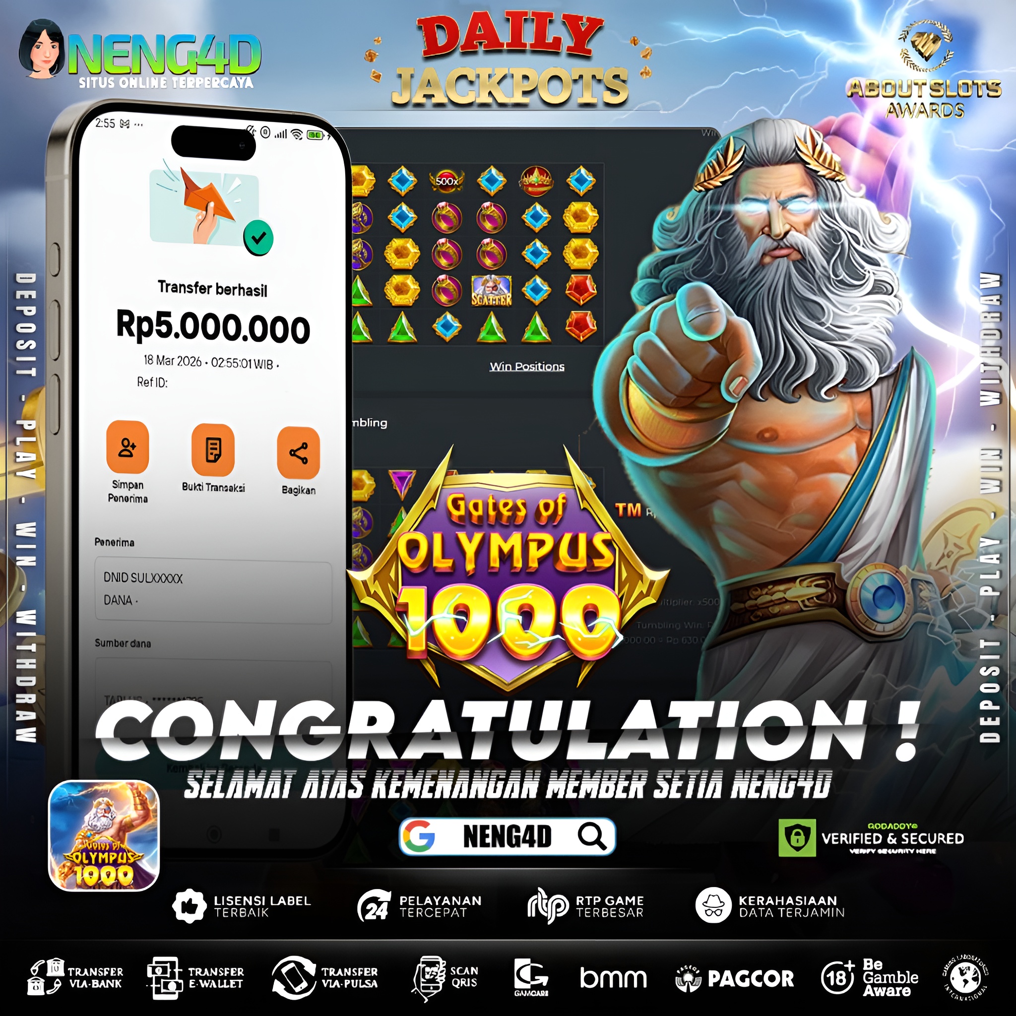 KEMENANGAN 5 JUTA DI GATES OF OLYMPUS 1000