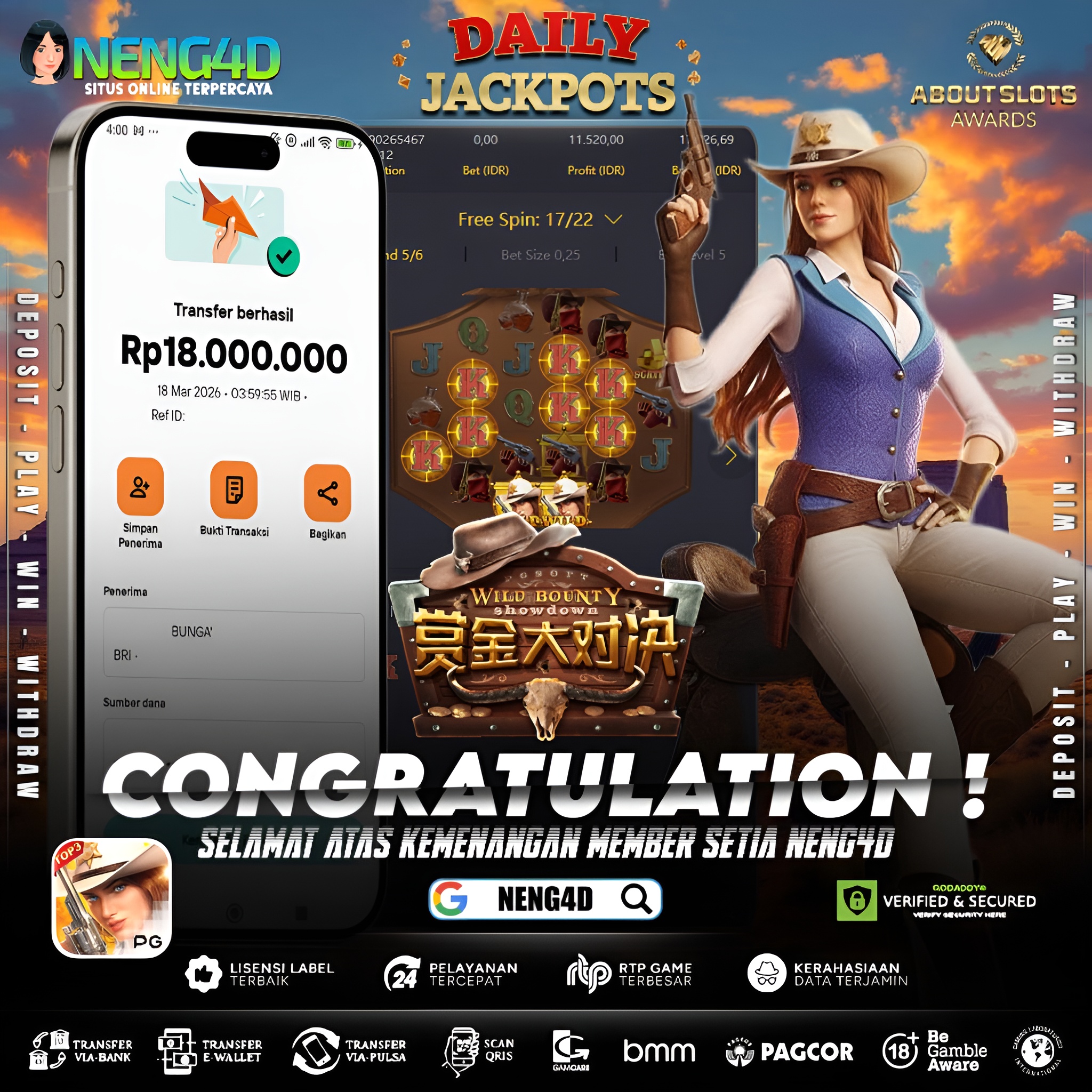 KEMENANGAN 18 JUTA DI WILD BOUNTY SHOWDOWN