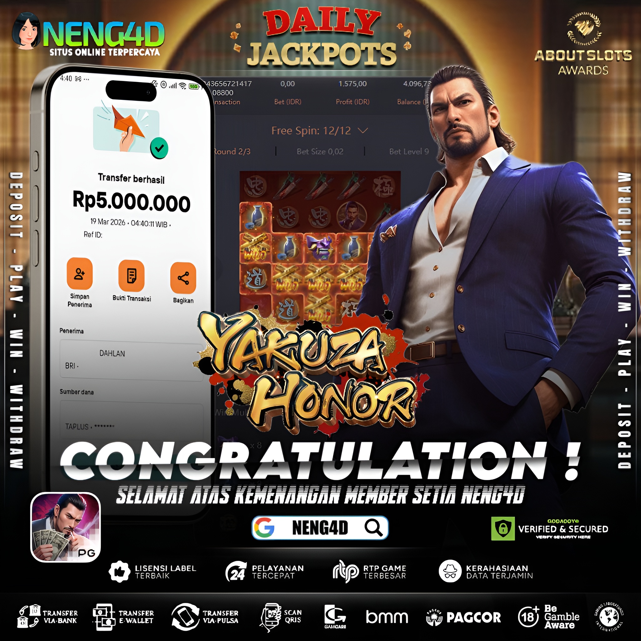 KEMENANGAN 5 JUTA DI YAKUZA HONOR