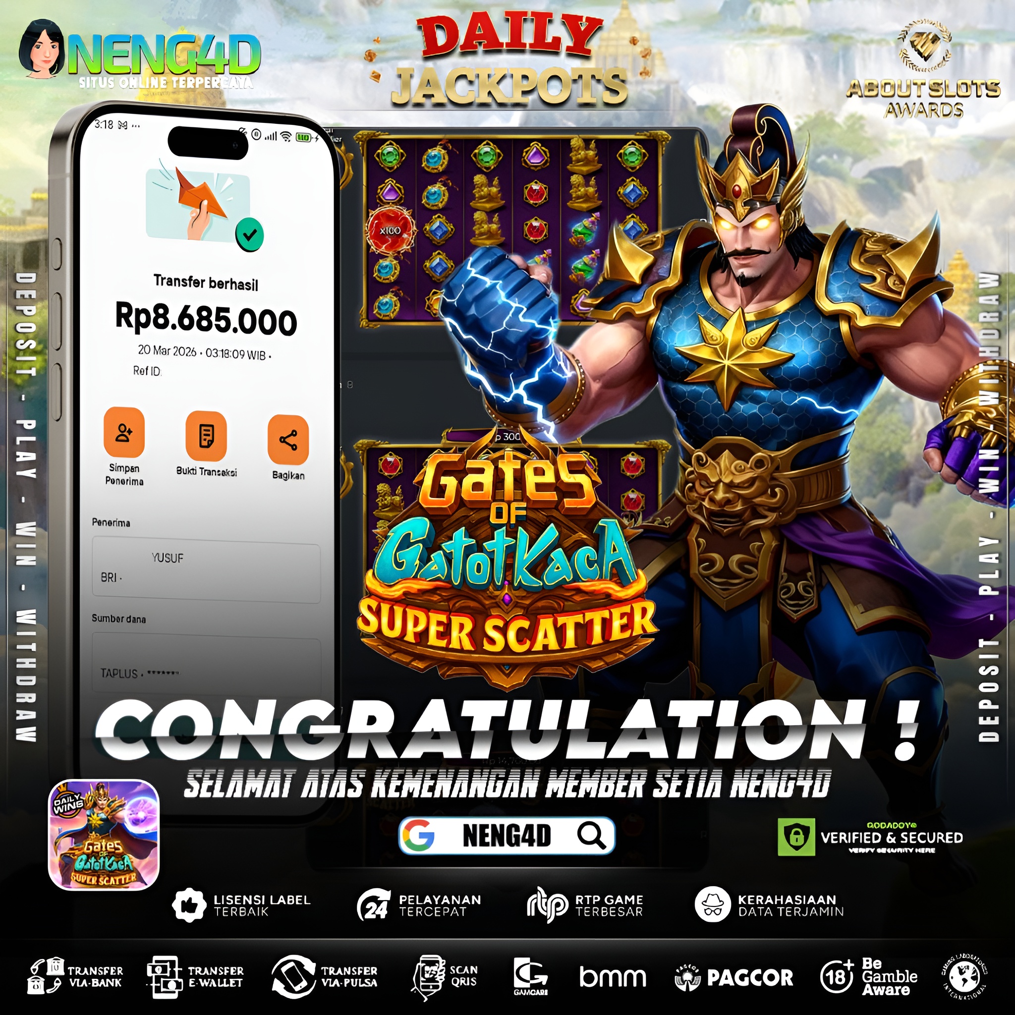 KEMENANGAN 8 JUTA DI GATES OF GATOT KACA SUPER SCATTER