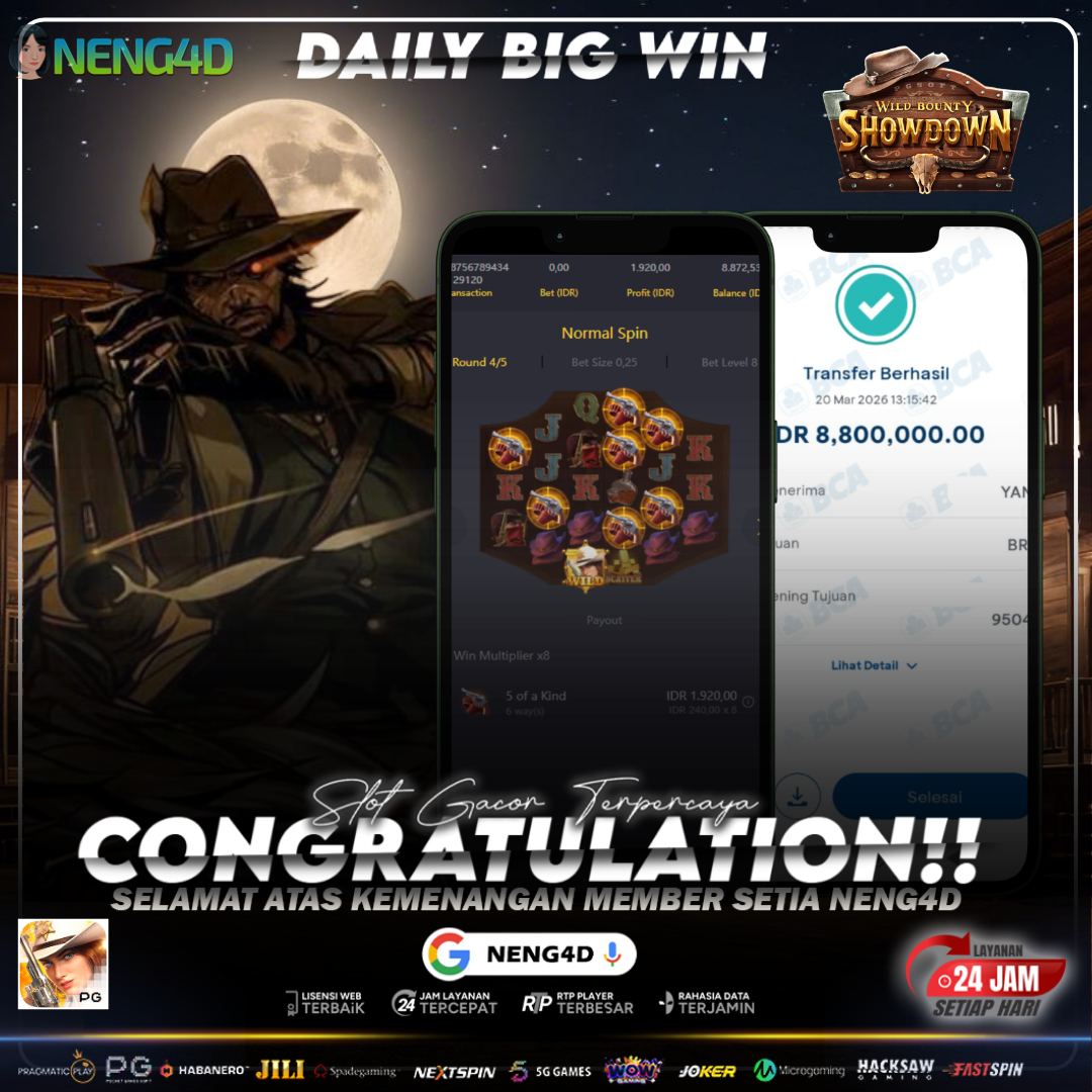 Cuan 8,8 Juta Tercipta di Wild Bounty Showdown Bersama PG Soft